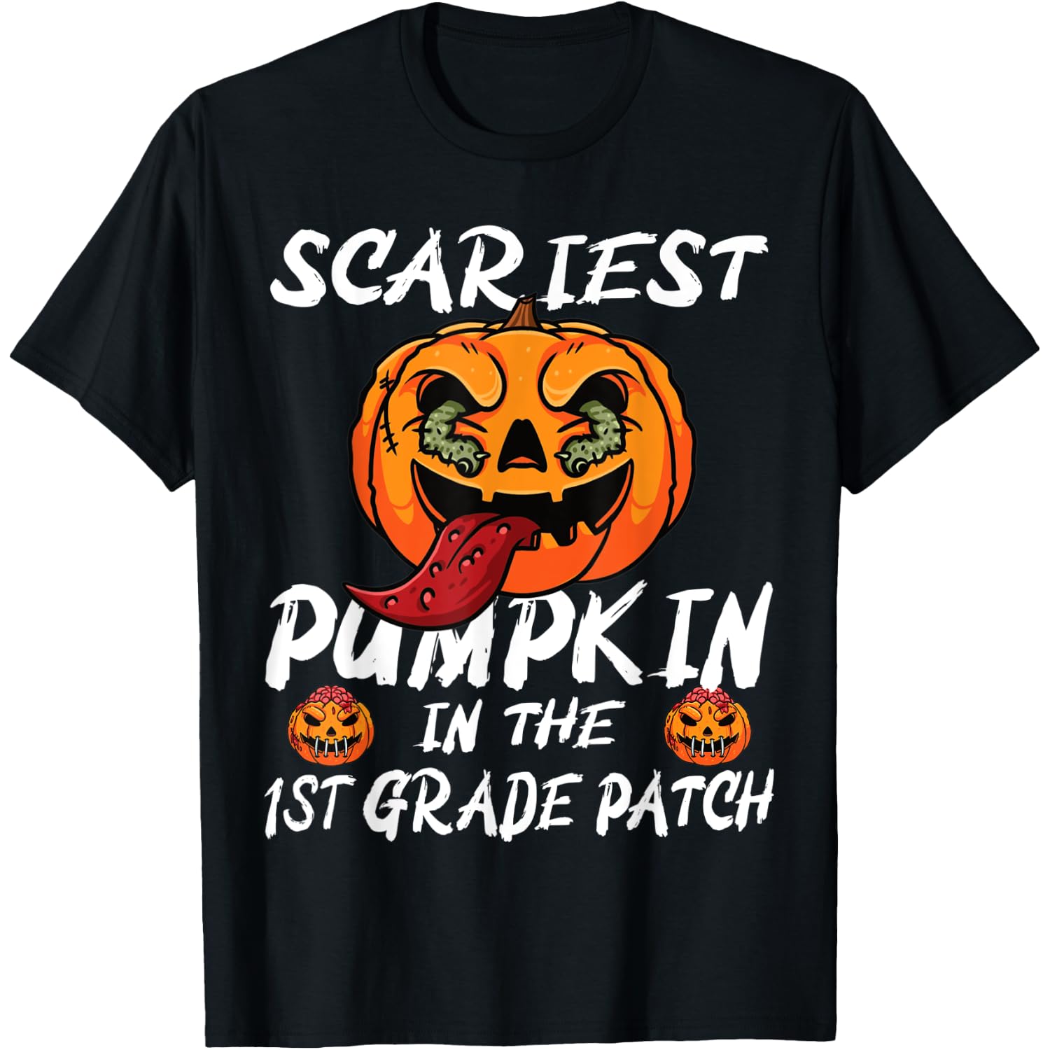 1st Grade Patch Kids Scariest Pumpkin School Halloween Boy T-Shirt