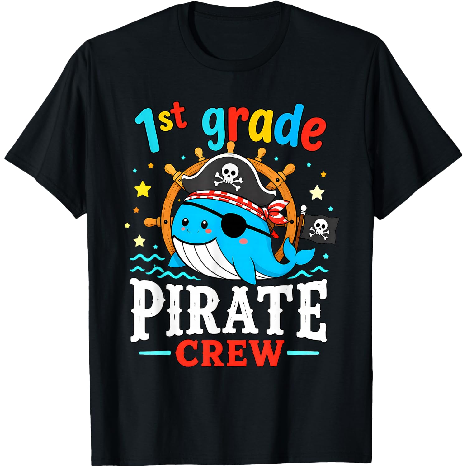 1st Grade Pirate Crew Whale Teacher Student Halloween Funny T-Shirt