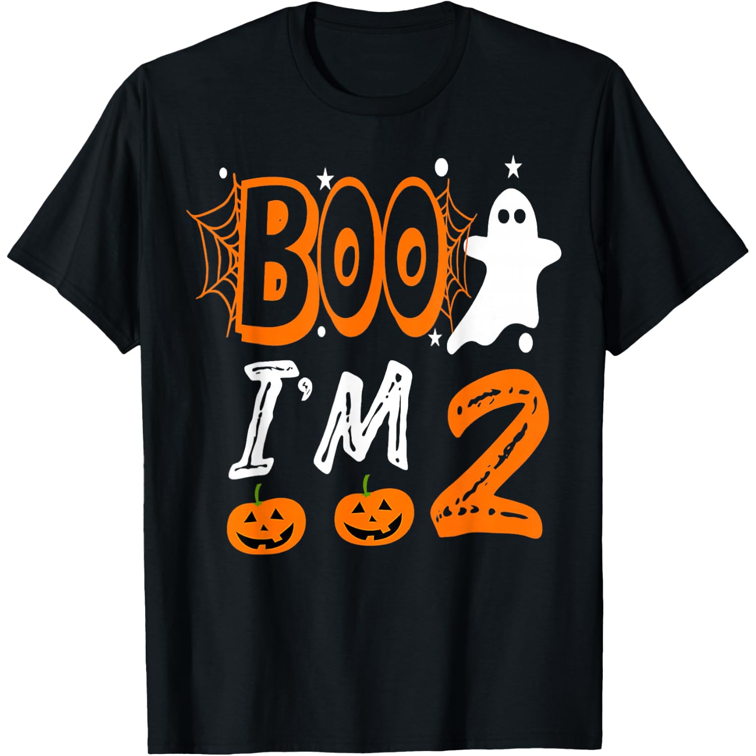 2nd Birthday Kids Boo I'm 2 Two Yr Ghost Halloween Costume T-Shirt