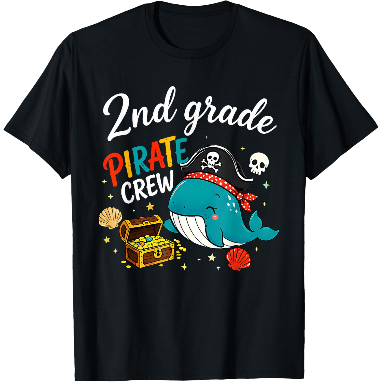 2nd Grade Pirate Crew Whale Teacher Student Halloween Funny T-Shirt