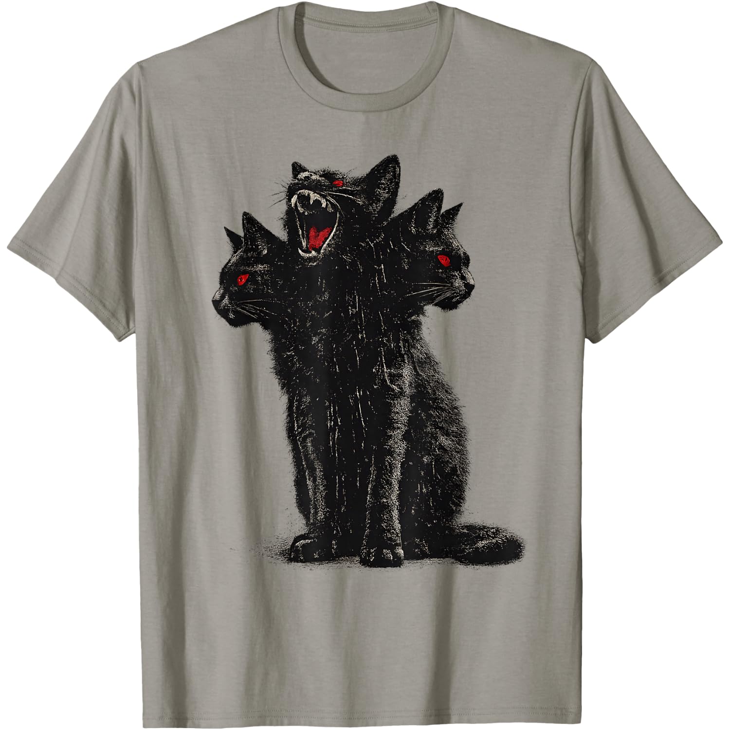 3 Headed Cat Vintage Grunge 90s Halloween Goth Scary Horror T-Shirt