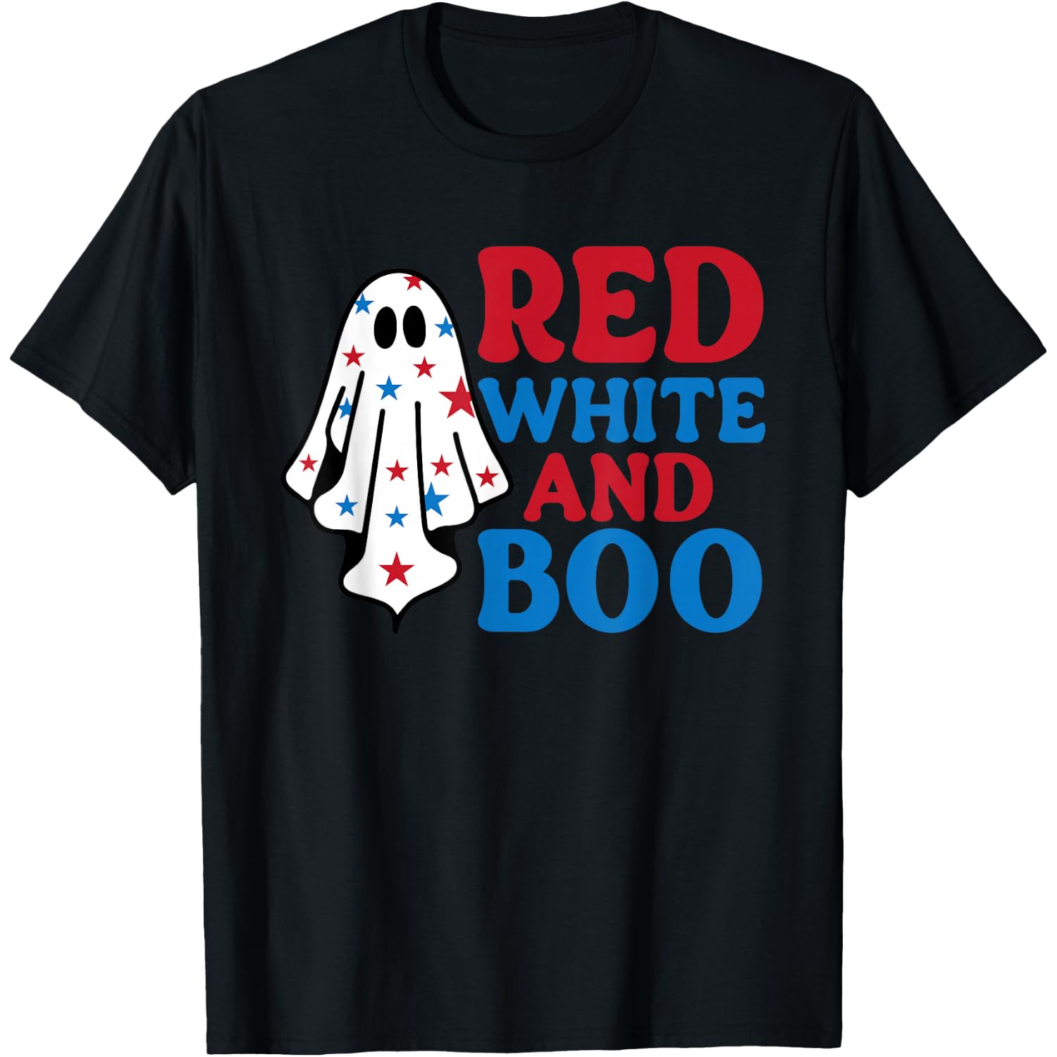 4th of July Ghost, Red White and Boo Patriotic Halloween USA T-Shirt