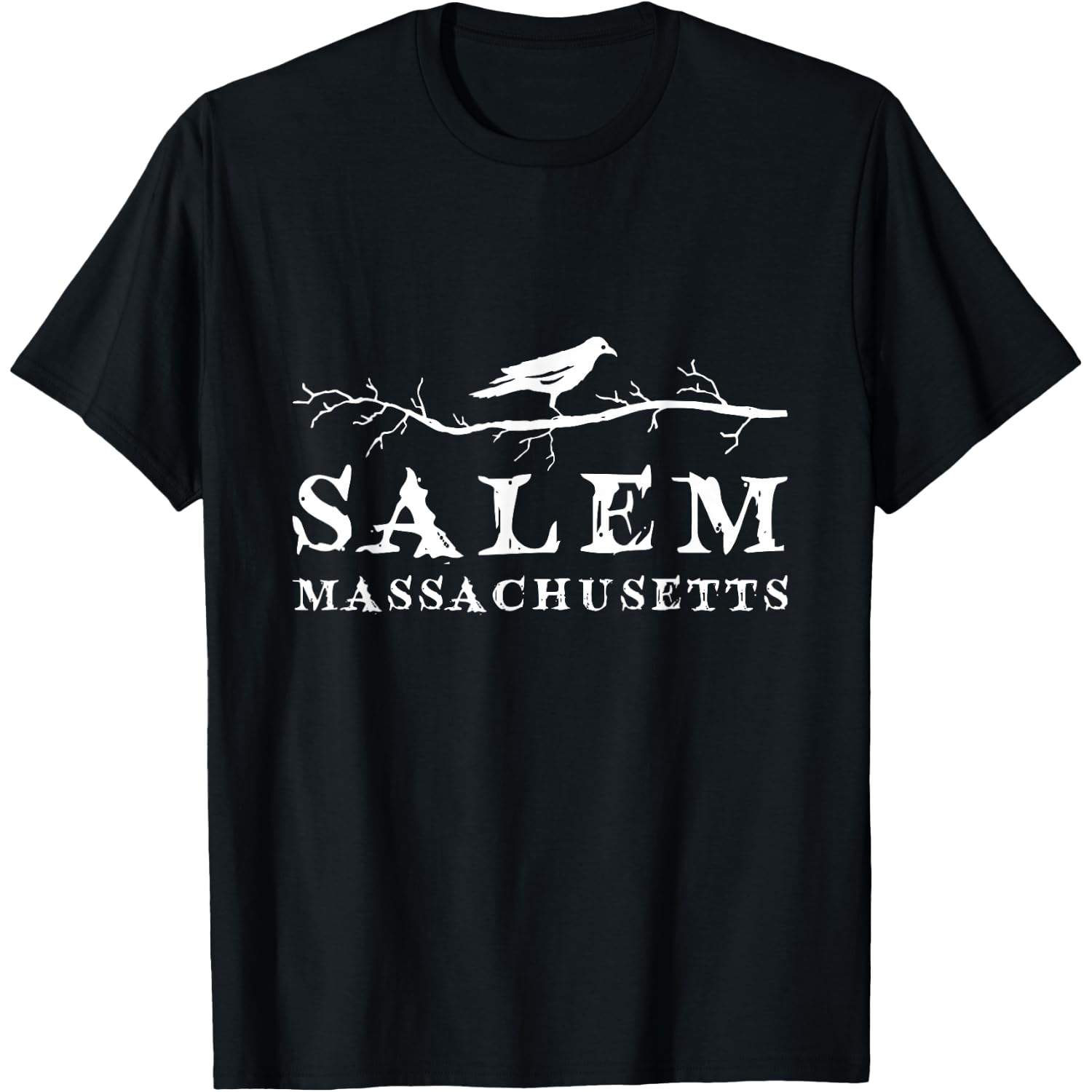 A Crow on a Branch Vintage Souvenir from Salem, Massachusetts T-Shirt