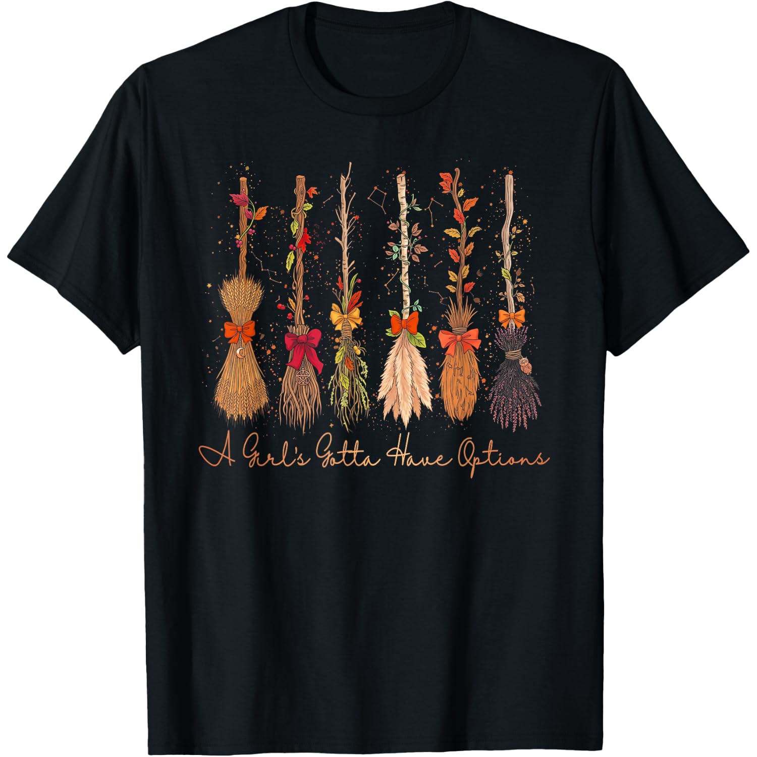 A Girl's Gotta Have Options Retro Witch Broom Halloween T-Shirt