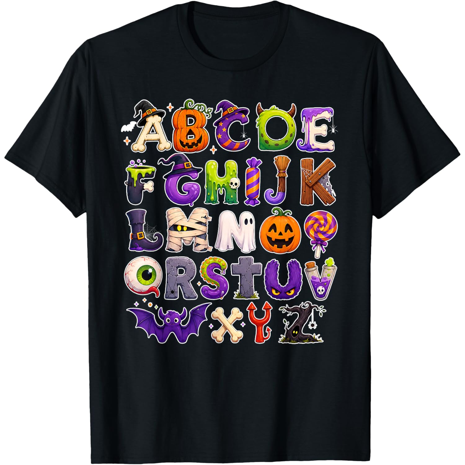 ABCs Learning Kindergarten Teacher Funny Halloween Alphabet T-Shirt