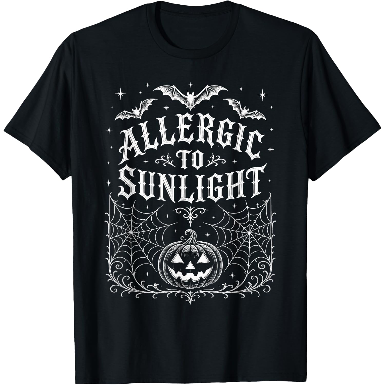 Allergic to Sunlight Funny Halloween Gothic Vampire T-Shirt