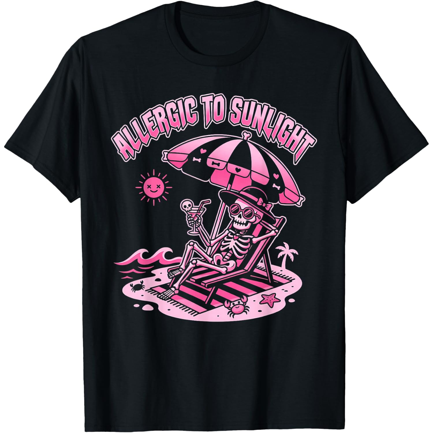 Allergic to Sunlight Funny Skeleton Summerween Beach Women T-Shirt