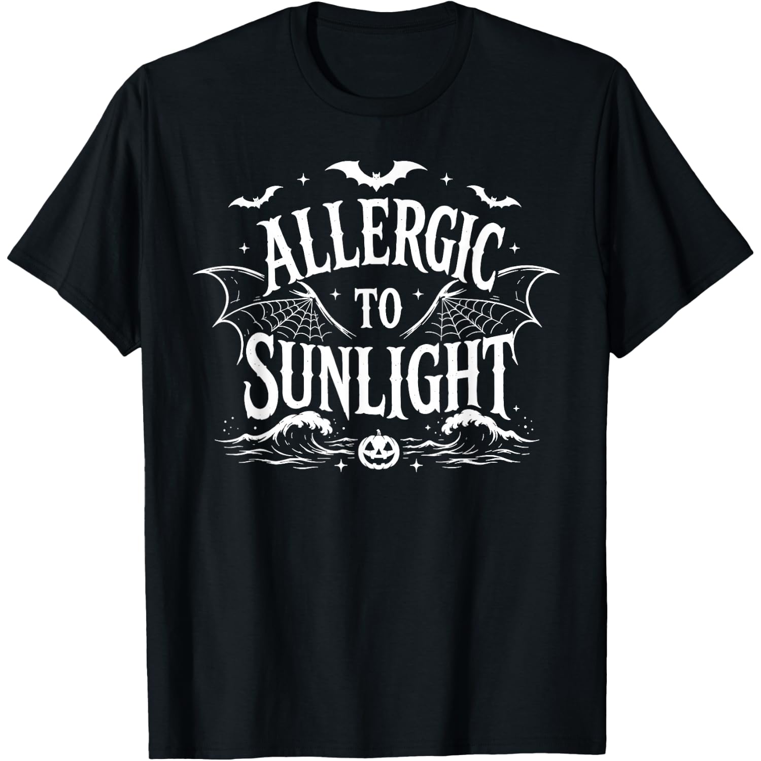 Allergic to Sunlight Gothic Vampire Funny Halloween Humor T-Shirt