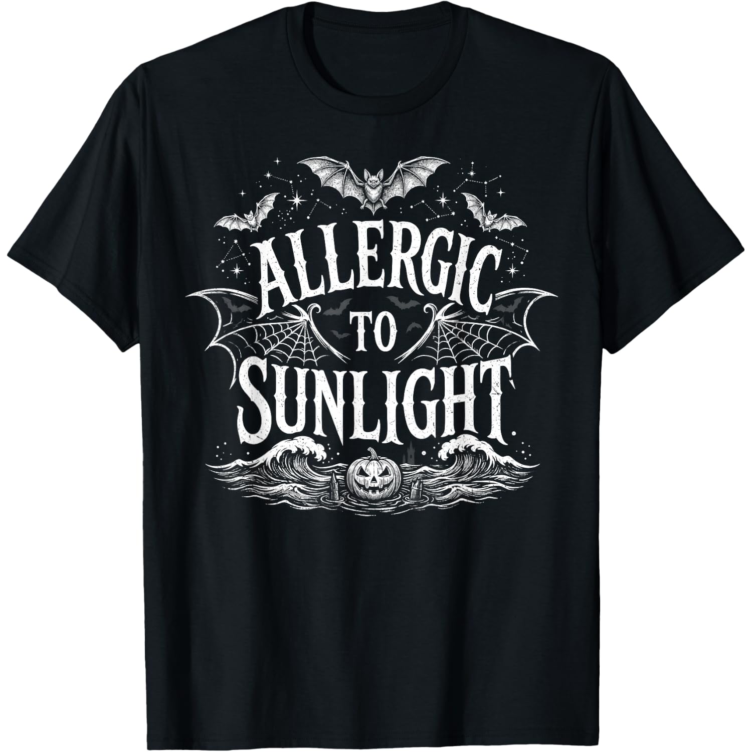 Allergic to Sunlight Gothic Vampire Funny Halloween Humor T-Shirt
