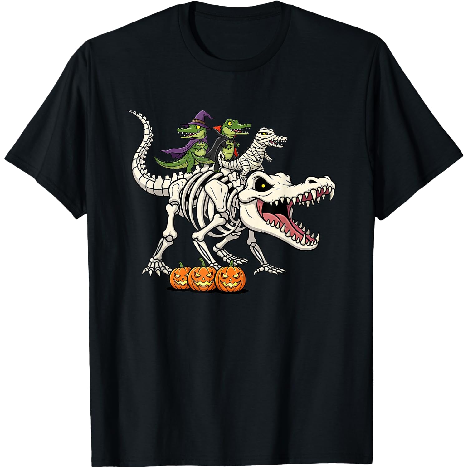 Alligator Skeleton Mummy Witch Halloween Kids Mens Womens T-Shirt