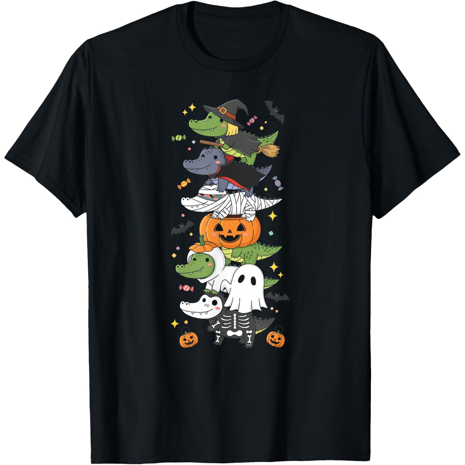 Alligator Witch Vampire Ghost Halloween Kids Mens Womens T-Shirt