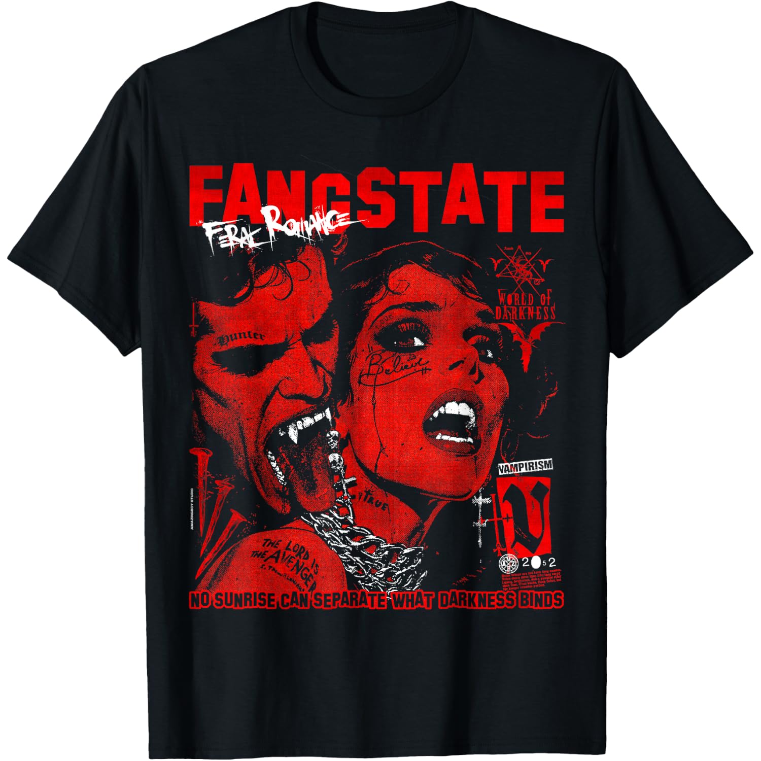 Alt Goth Romance Gothic Emo Vampire Kiss Horror Movie Grunge T-Shirt