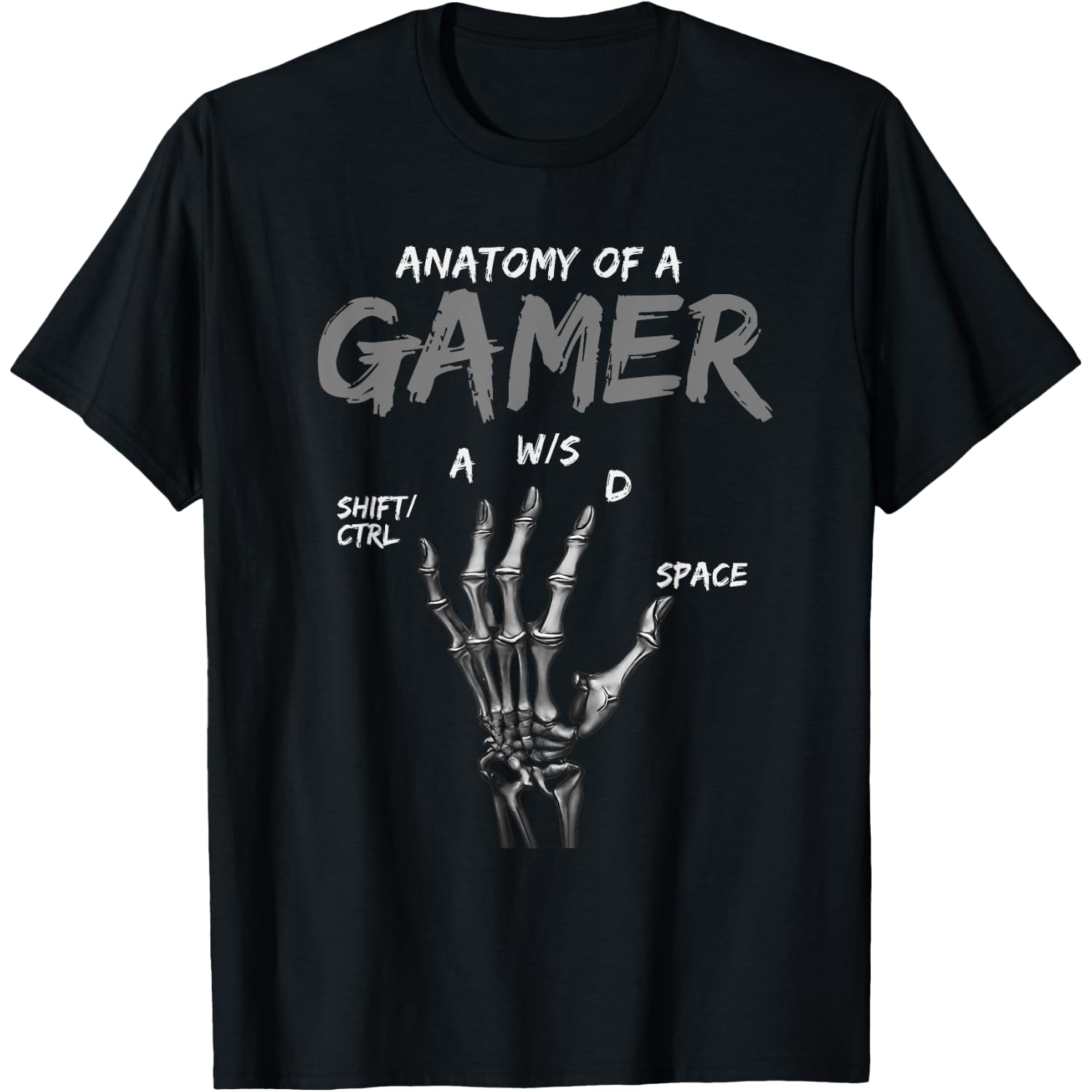 Anatomy of A Gamer Skeleton Hand Funny Men Kids Boys T-Shirt