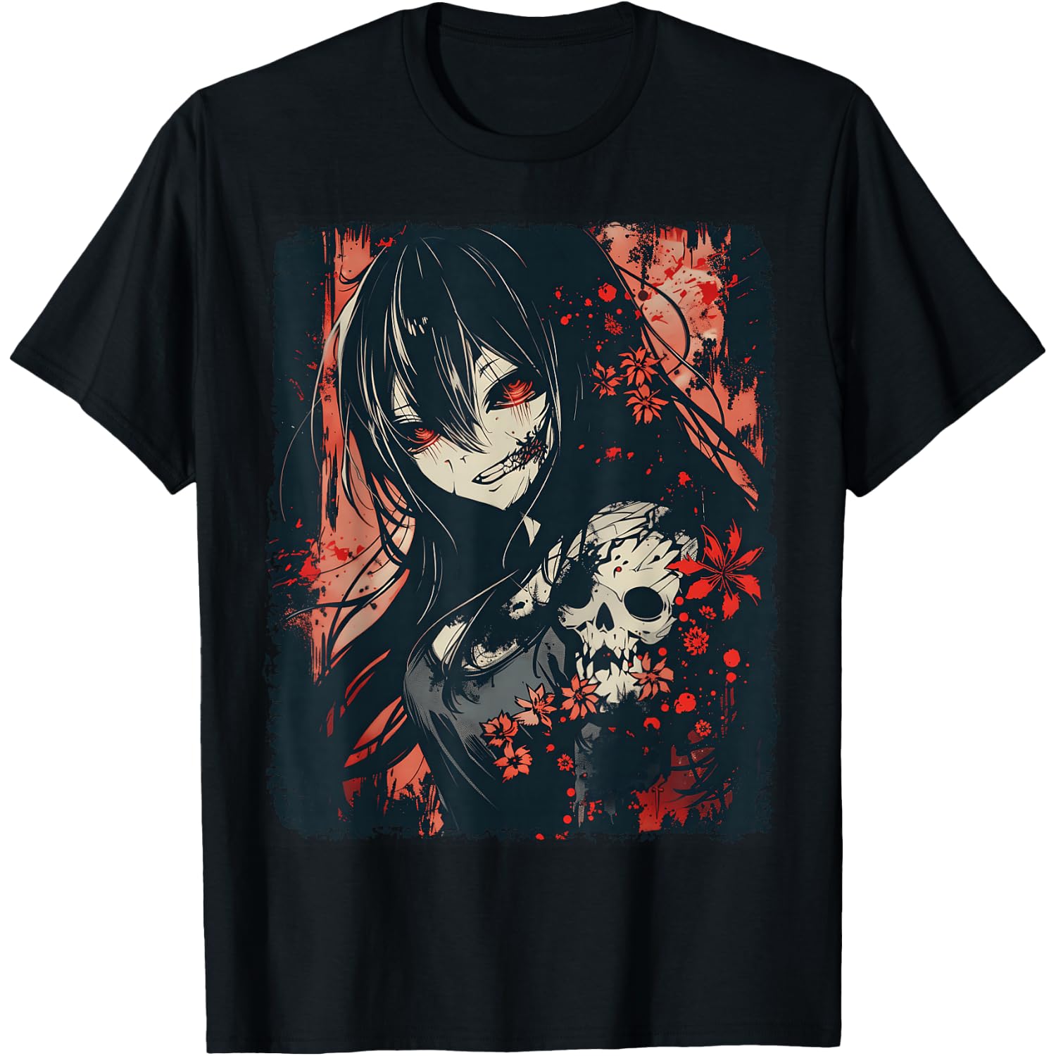 Anime Horror Girl Aesthetic Japanese Creepy Kawaii Goth T-Shirt