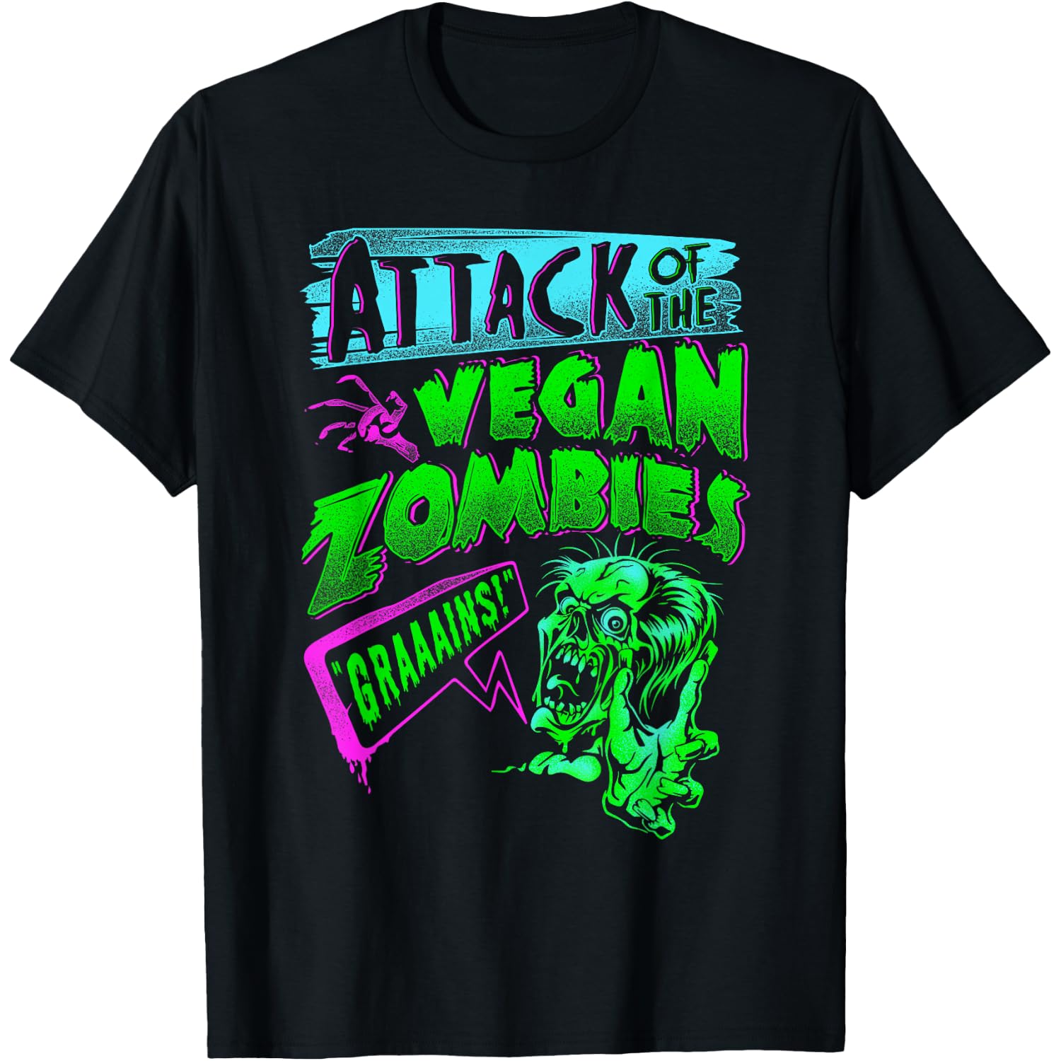 Attack of The Vegan Zombies Vegetarian Halloween T-Shirt Small