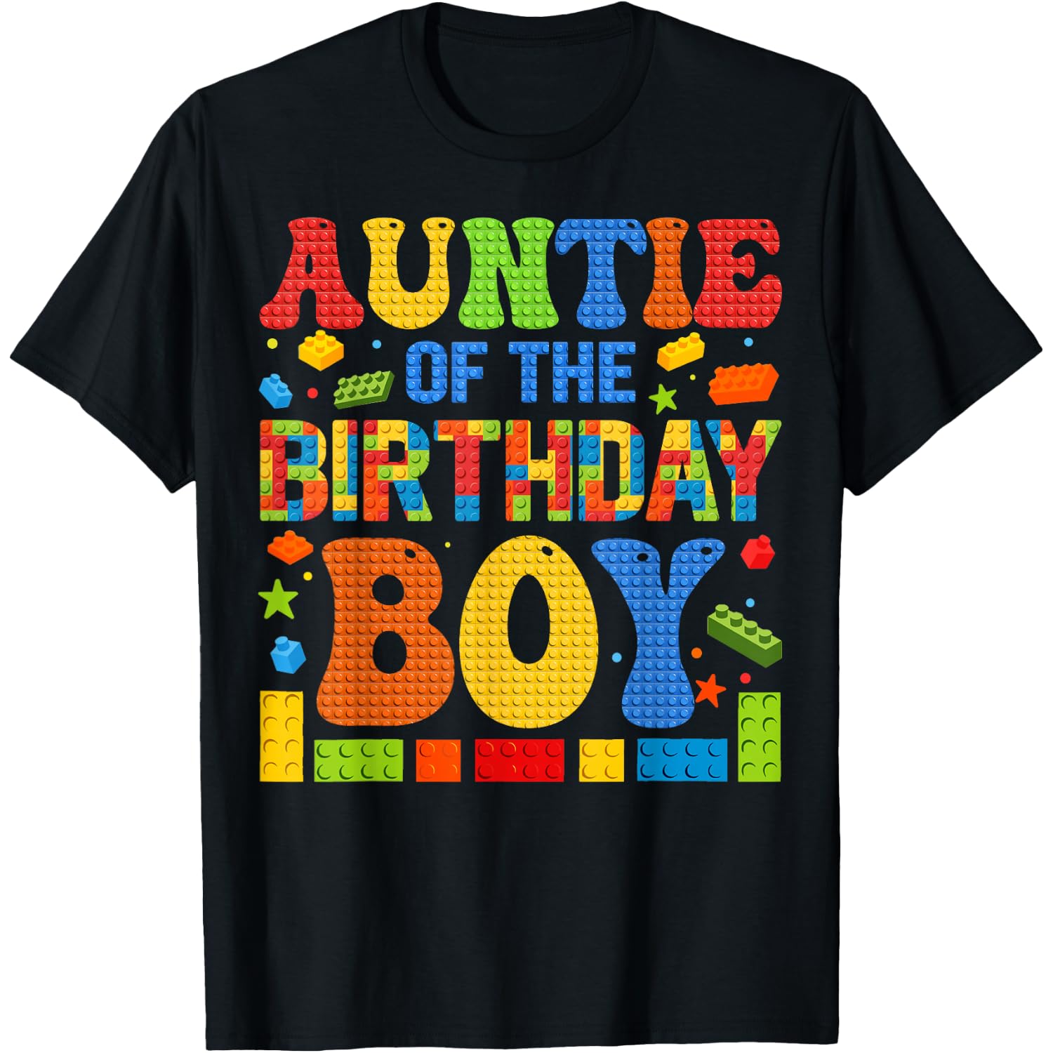 Auntie Of The Birthday Boy Building Block Birthday Party T-Shirt