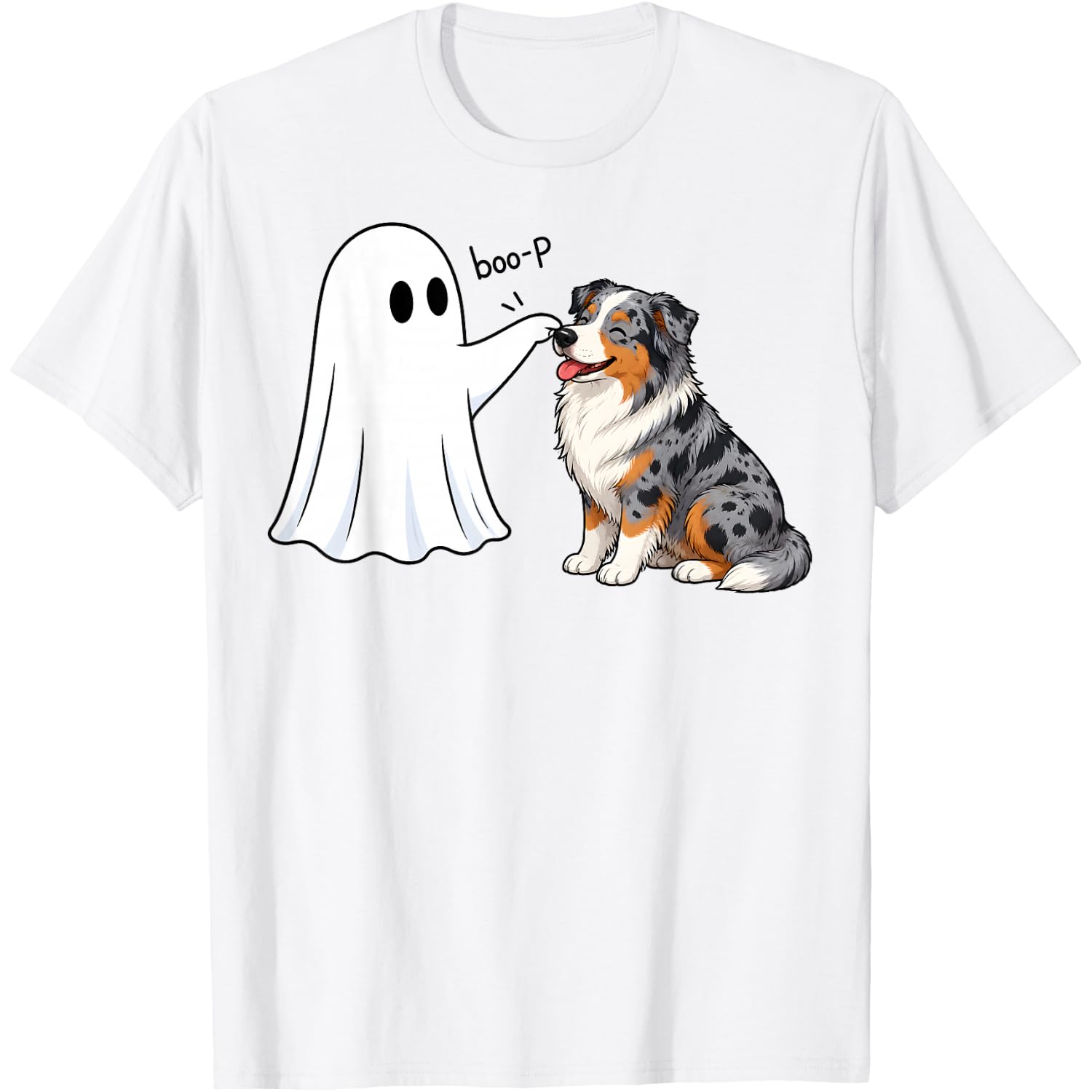Australian Shepherd Boo P Ghost Boop Halloween Dog Lover T-Shirt