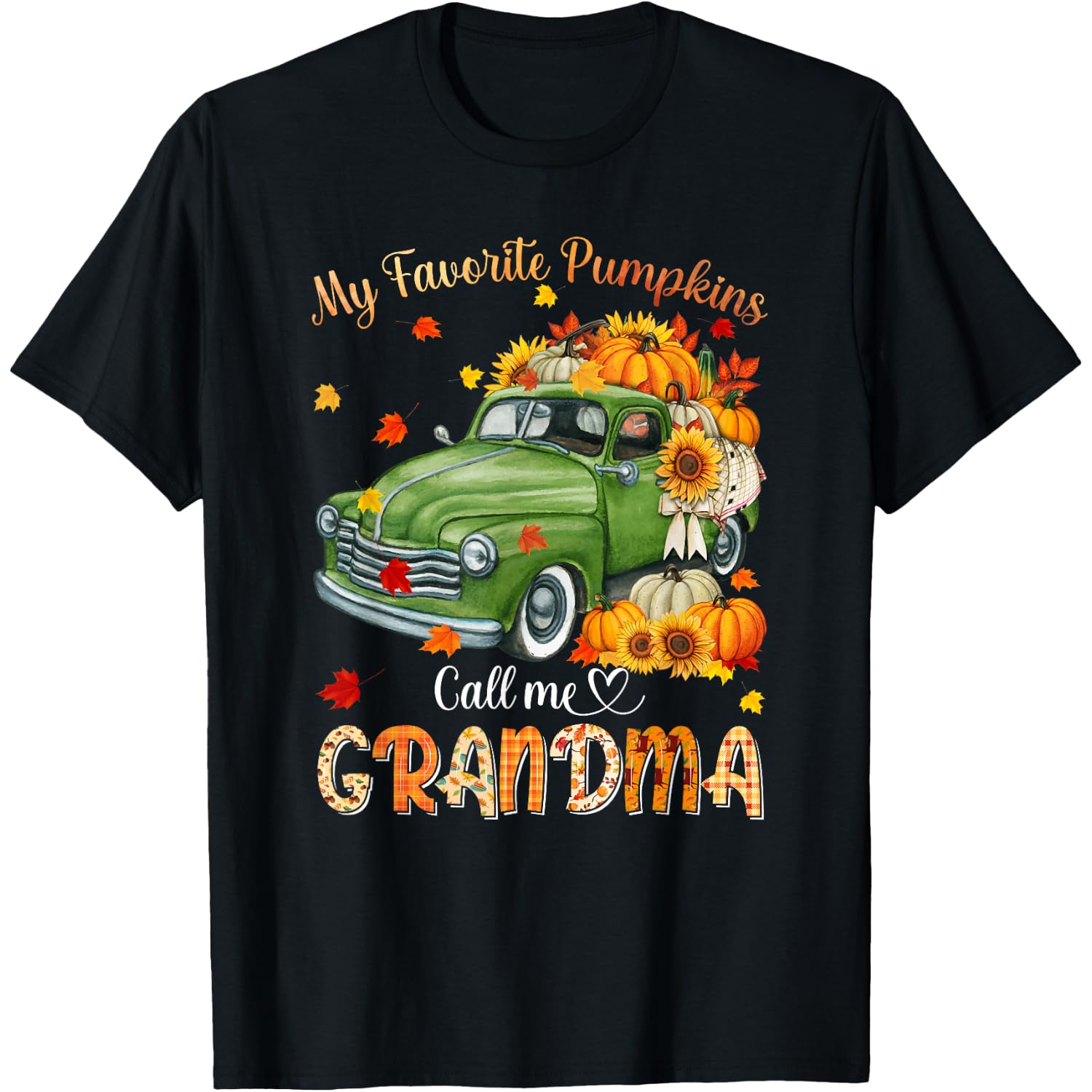 Autumn Halloween Fall My Favorite Pumpkin Call Me Grandma T-Shirt