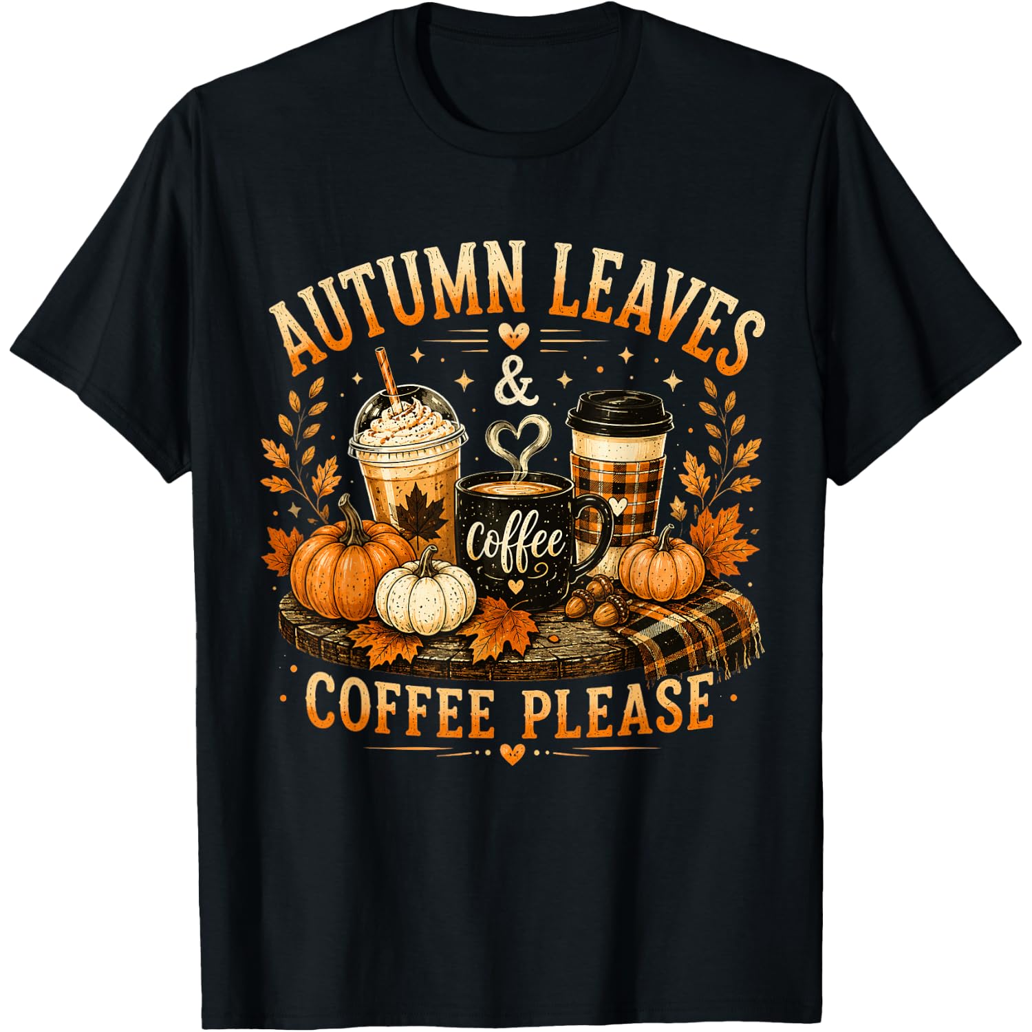 Autumn Leaves and Coffee Please Spooky Pumpkin Halloween Kid T-Shirt