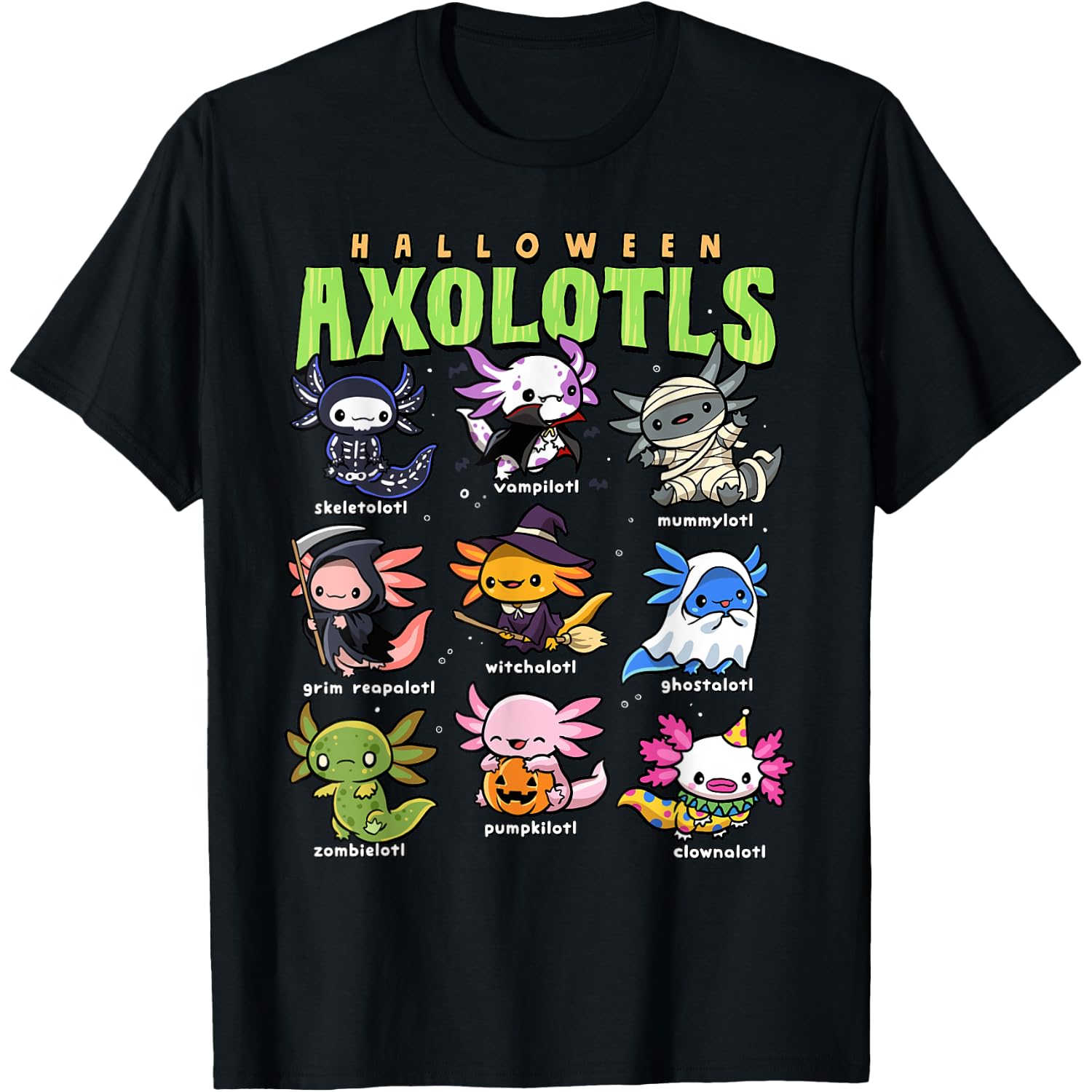 Axolotl Halloween Shirt Creepy Axolotls Trick or Treat Alotl T-Shirt