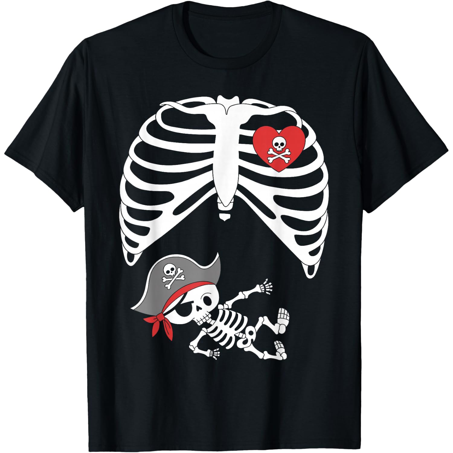Baby Pregnancy Halloween Skeleton Xray Pirate Boy Pregnant T-Shirt