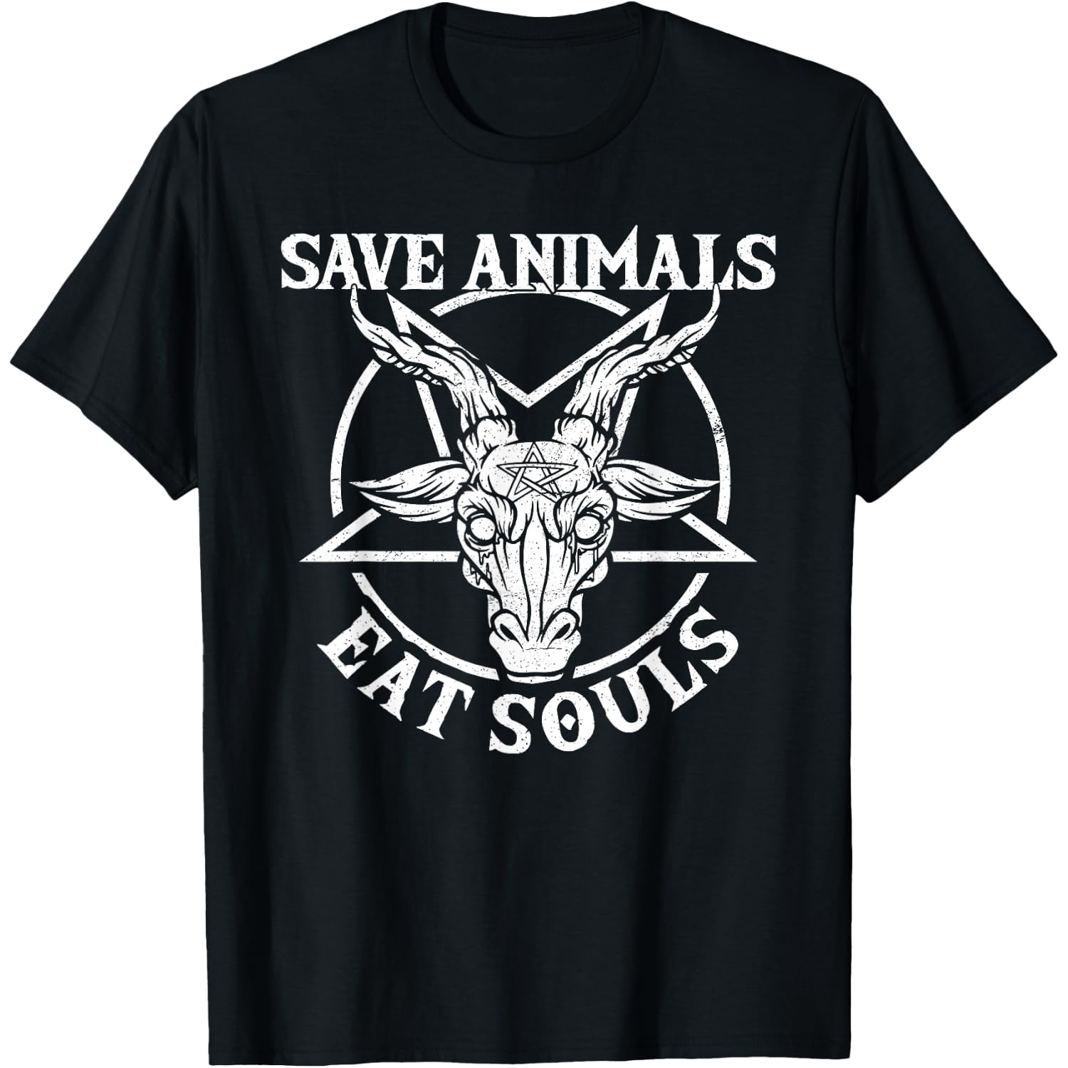 Baphomet & Pentagram, Save Animal Eat Souls Gothic & Satanic T-Shirt