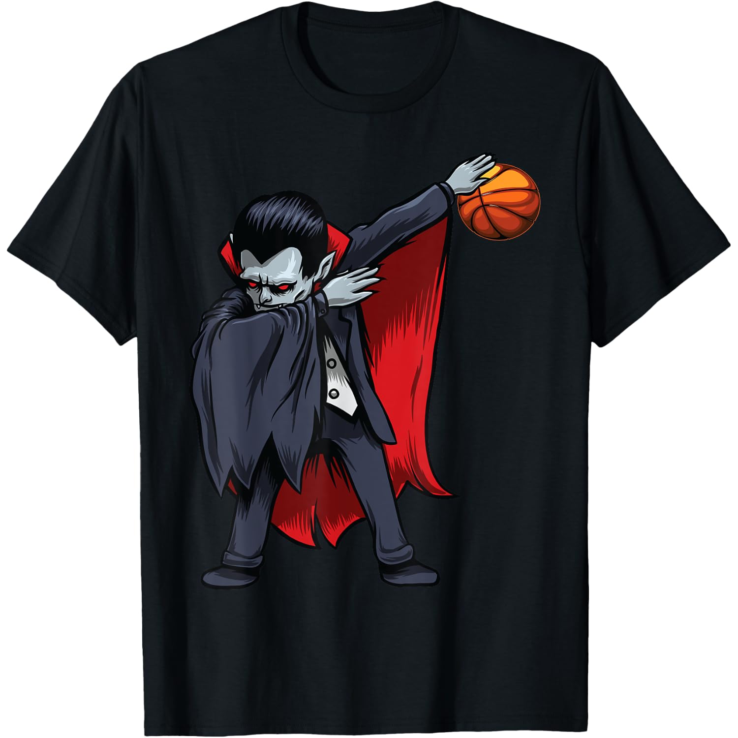 Basketball Dracula Dabbing Men Boys Kids Funny Halloween Dab T-Shirt