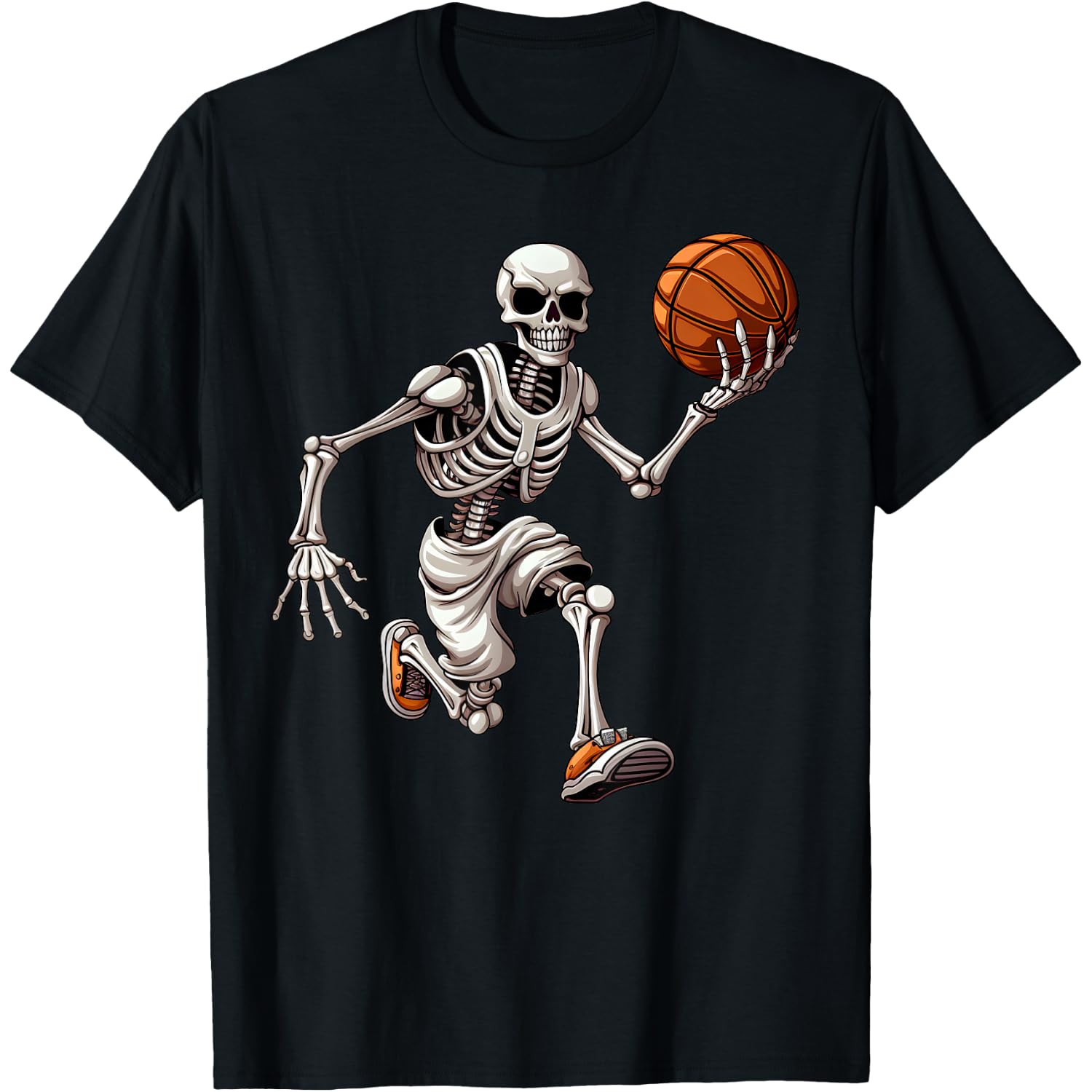 Basketball Skeleton Playing Basketball Halloween Skull Lover T-Shirt