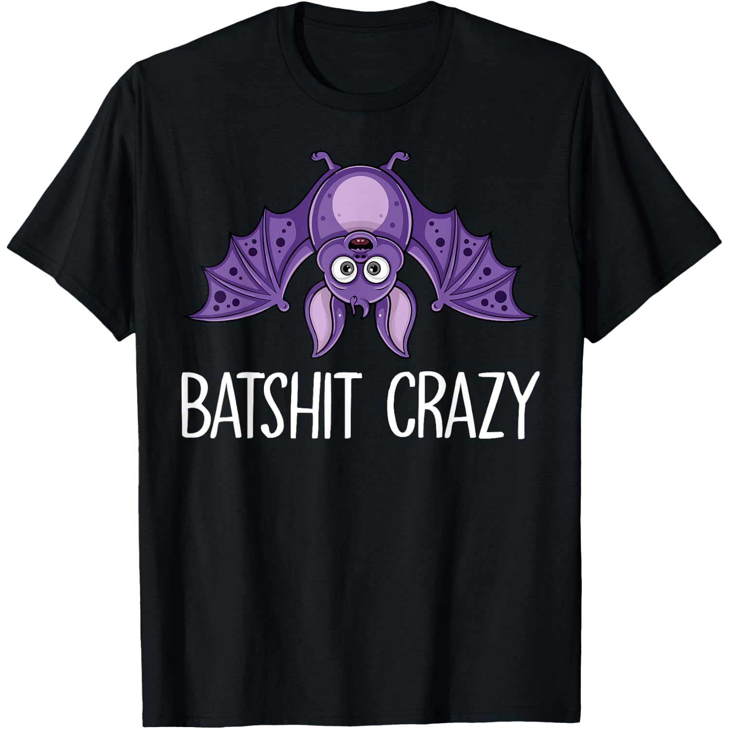 Batshit Crazy Funny Purple Bat Halloween Graphic T-Shirt