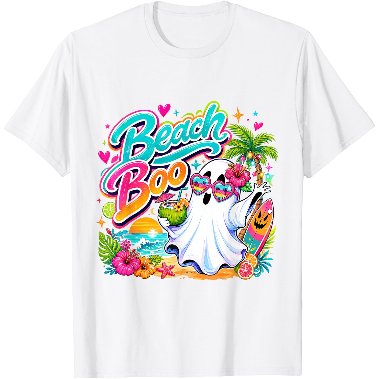 Beach Boo Cute Spooky Summerween Beach Ghost for Women T-Shirt