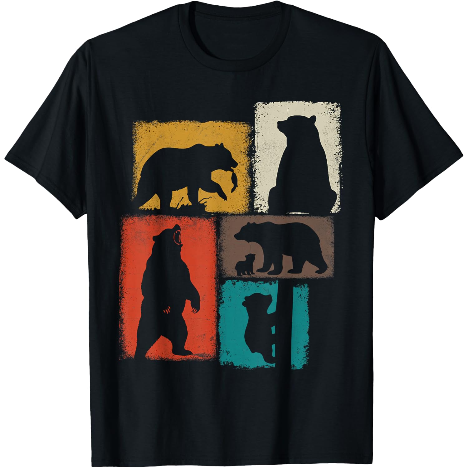 Bear Vintage Collage Outdoorsman Wildlife Lover T-Shirt
