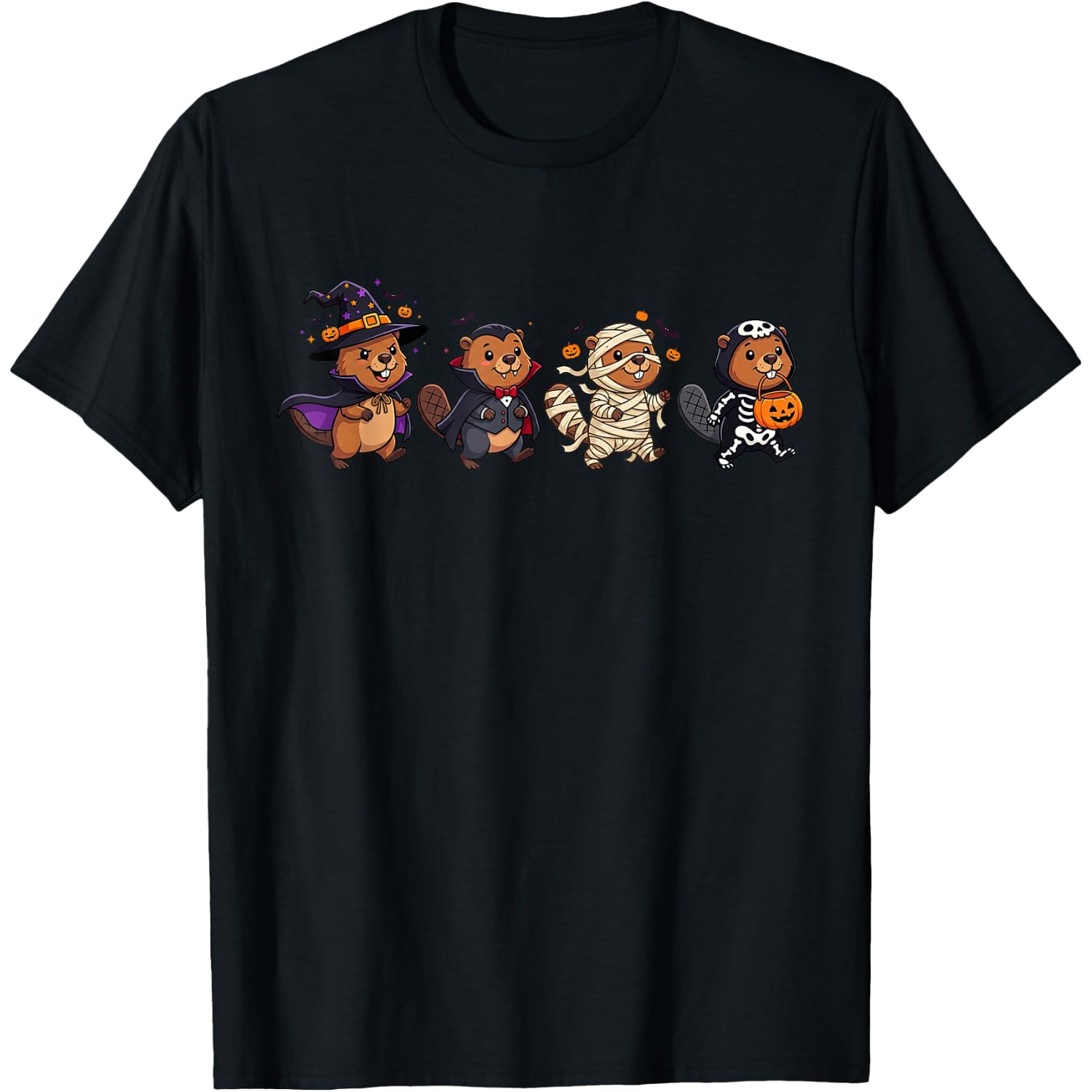 Beaver Witch Vampire Ghost Halloween Kids Mens Womens T-Shirt