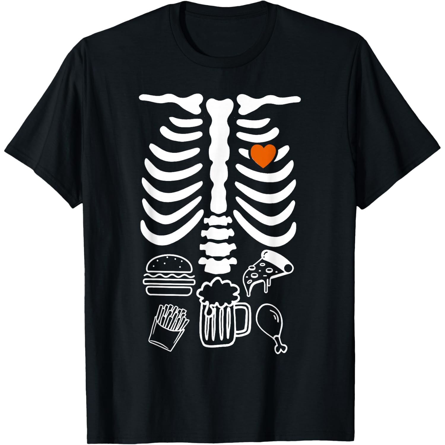 Beer Belly & Baby Skeleton Pregnancy Couples Halloween Dad T-Shirt