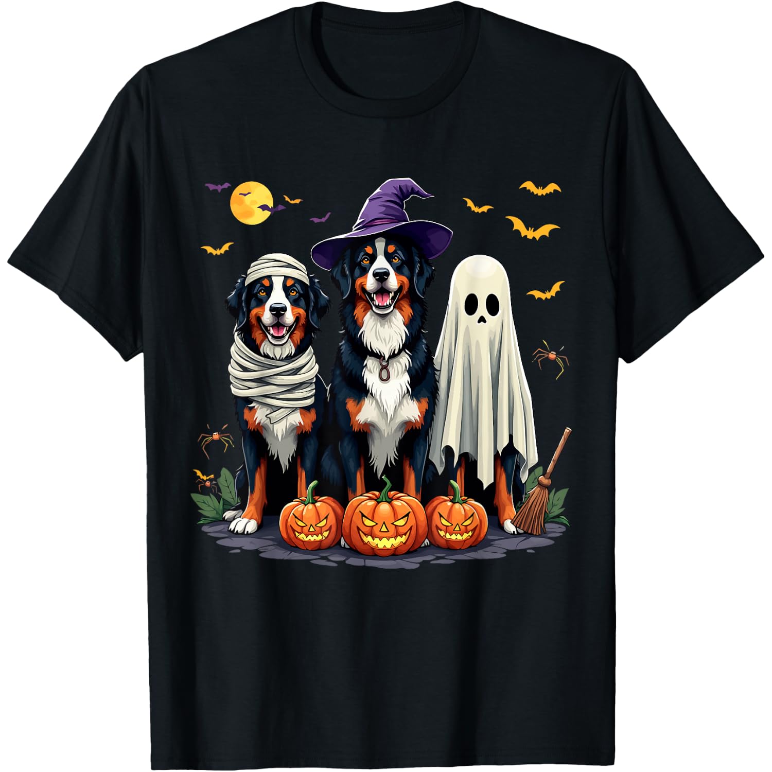 Bernese Mountain Dog Halloween Costume Mummy Witch Ghost Dog Men Women Kids T-Shirt