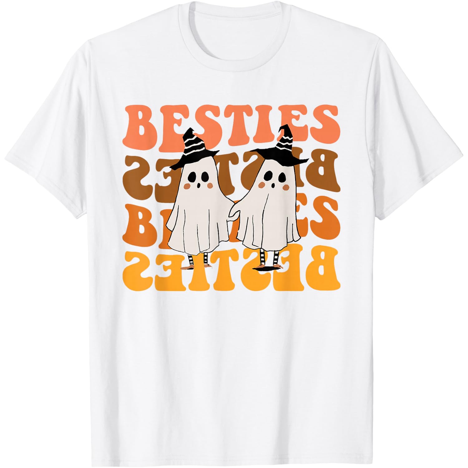 Besties Halloween Cute Ghosts Witch Hat T-Shirt