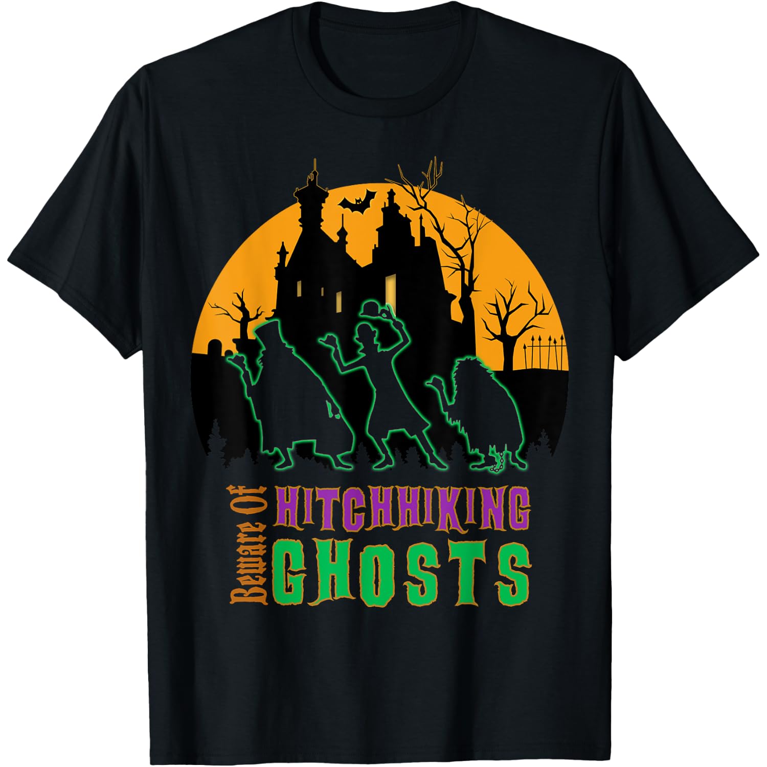 Beware of Hitchhiking Ghosts Halloween T-Shirt