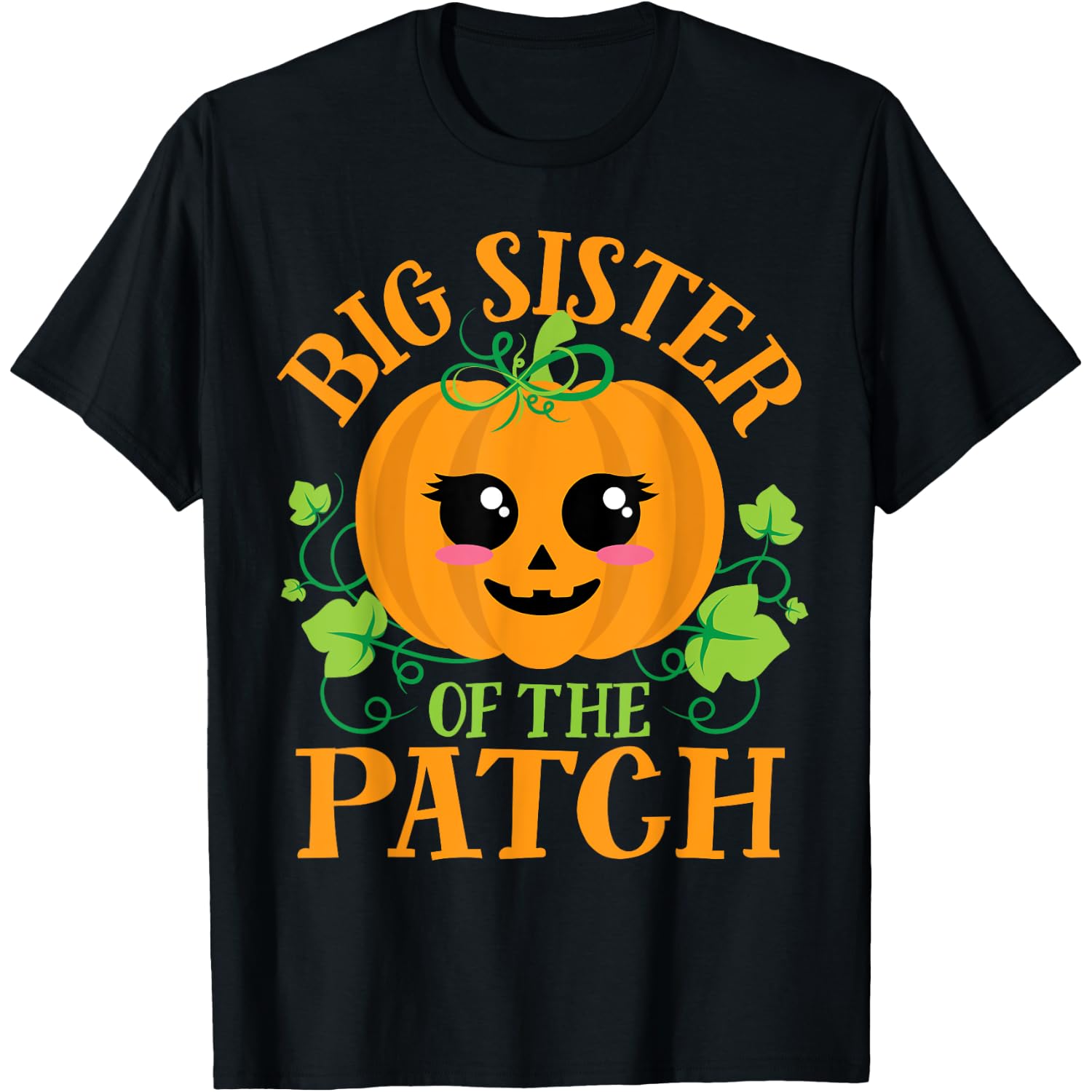 Big Sister Pumpkin Patch Matching Family Girls Halloween T-Shirt