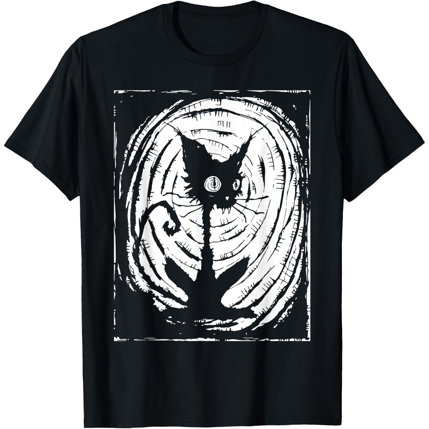 Black Cat Lazy Halloween Costume Scary Creepy T-Shirt