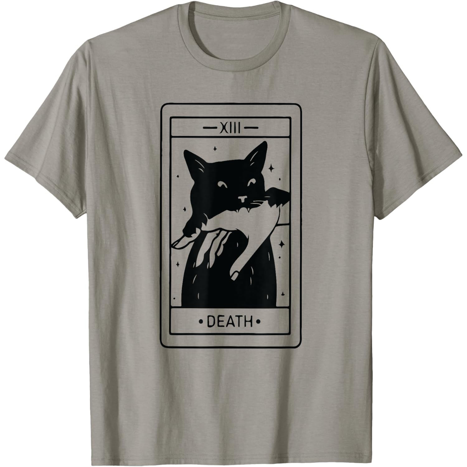 Black Cat Tarot Death Halloween Witchy Cat Lover Men Women T-Shirt