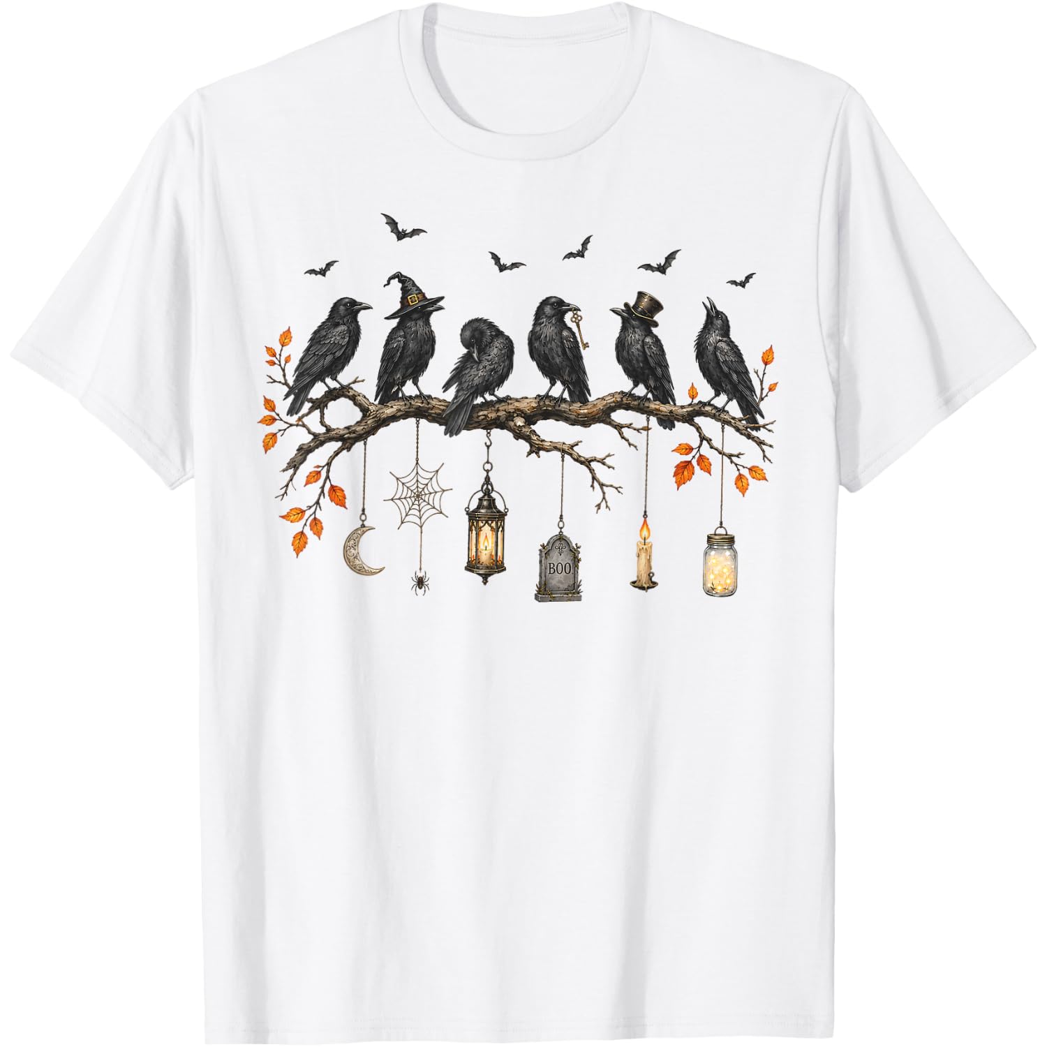 Black Crow Halloween Cute Spooky Season Fall Halloween Bird T-Shirt