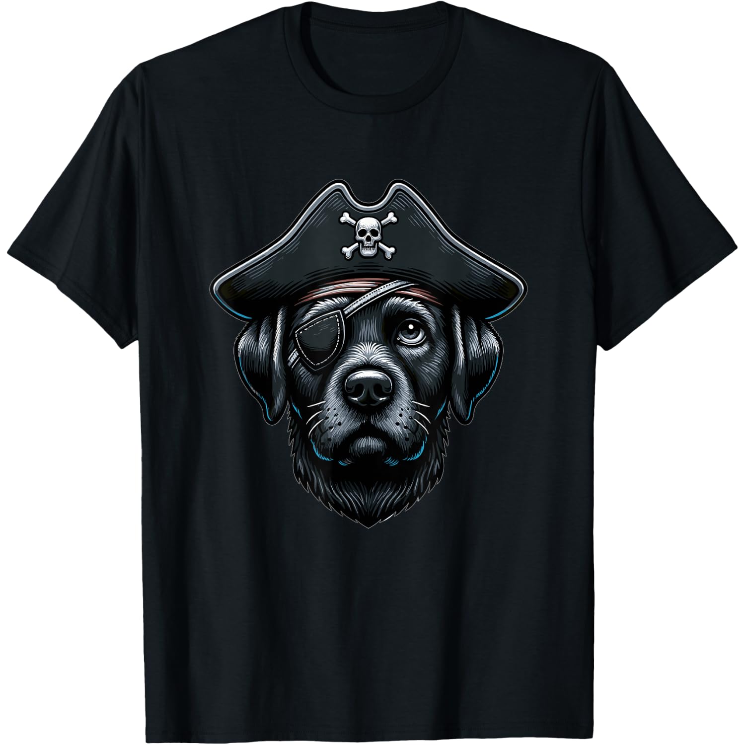 Black Labrador Pirate Dog Halloween Party T-Shirt for Men Women Kids
