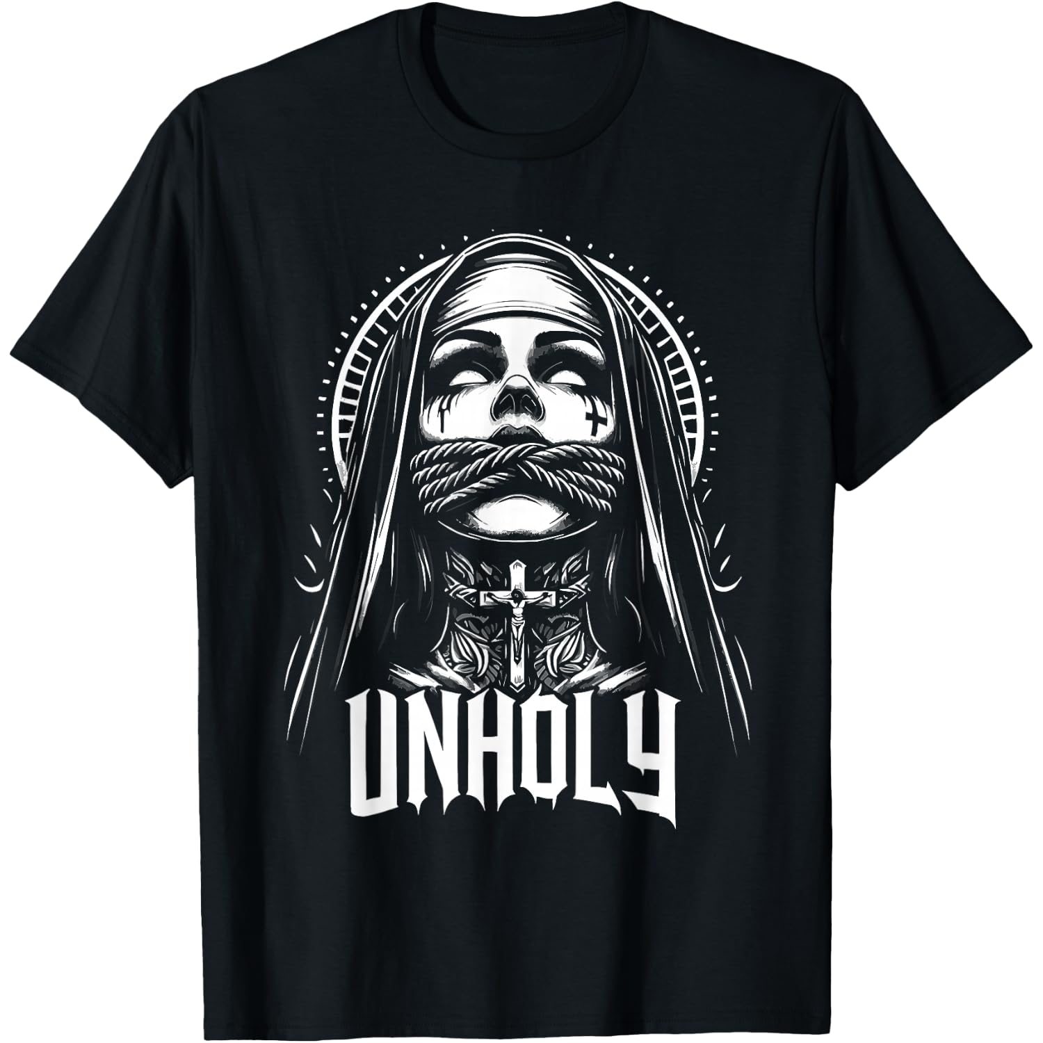 Blackcraft Choked Up Unholy Nun Satan Baphomet Halloween T-Shirt