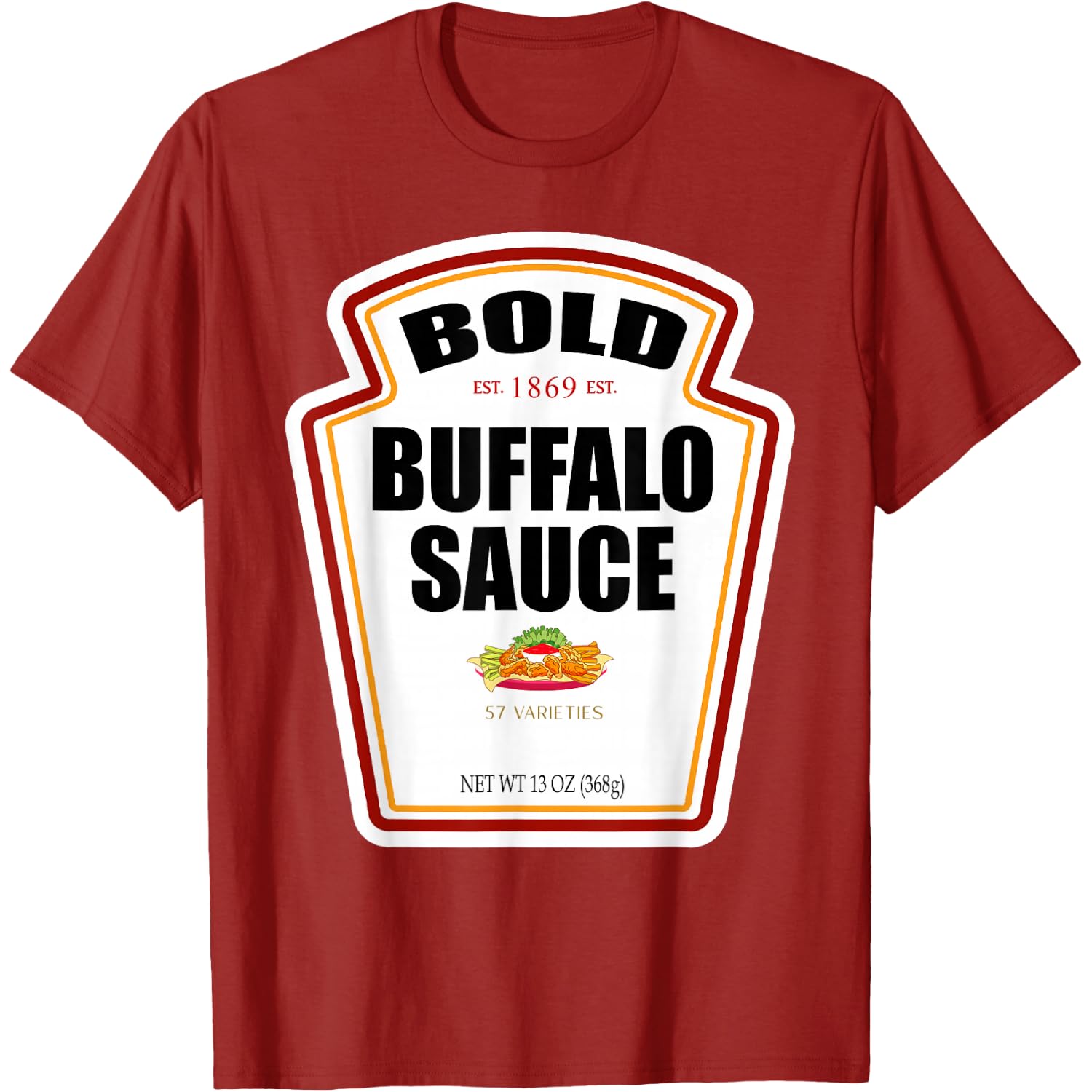 Bold Buffalo Sauce Bottle Label Funny Halloween Costume T-Shirt