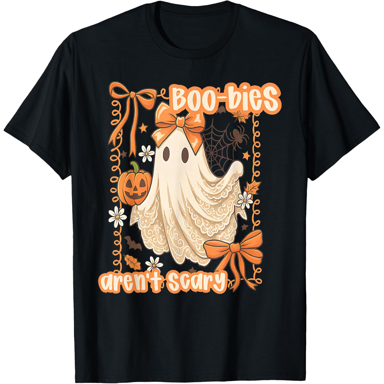 Boo-bies aren't Scary Ghost Coquette Pumpkin IBCLC Halloween T-Shirt