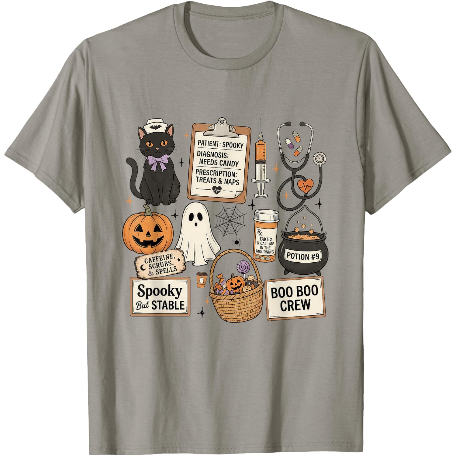 Boo-Boo Crew Halloween Nurse Spooky But Stable Nursing Ghost T-Shirt