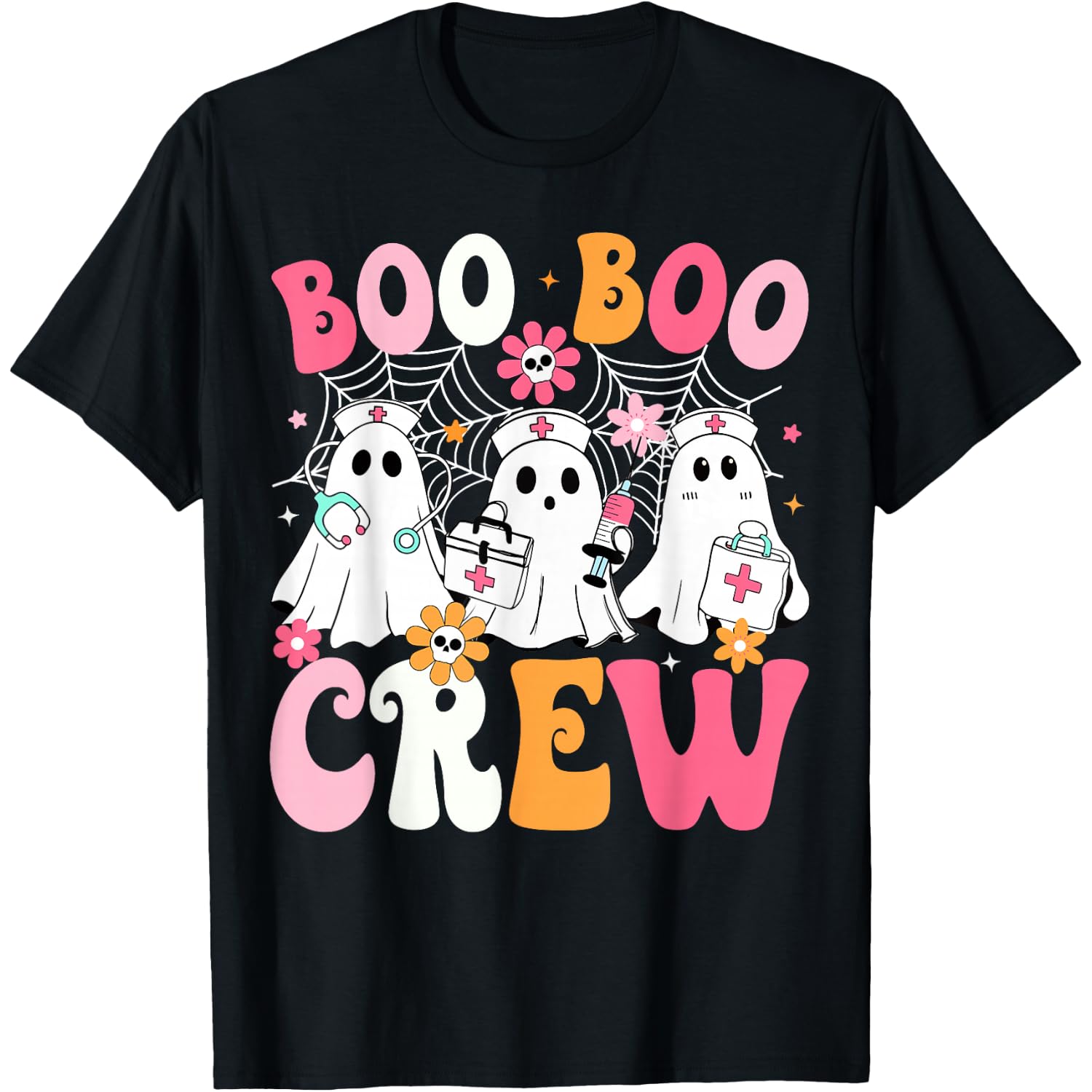 Boo Boo Crew Spooky Nurse Ghost Nursing Halloween Nurse T-Shirt