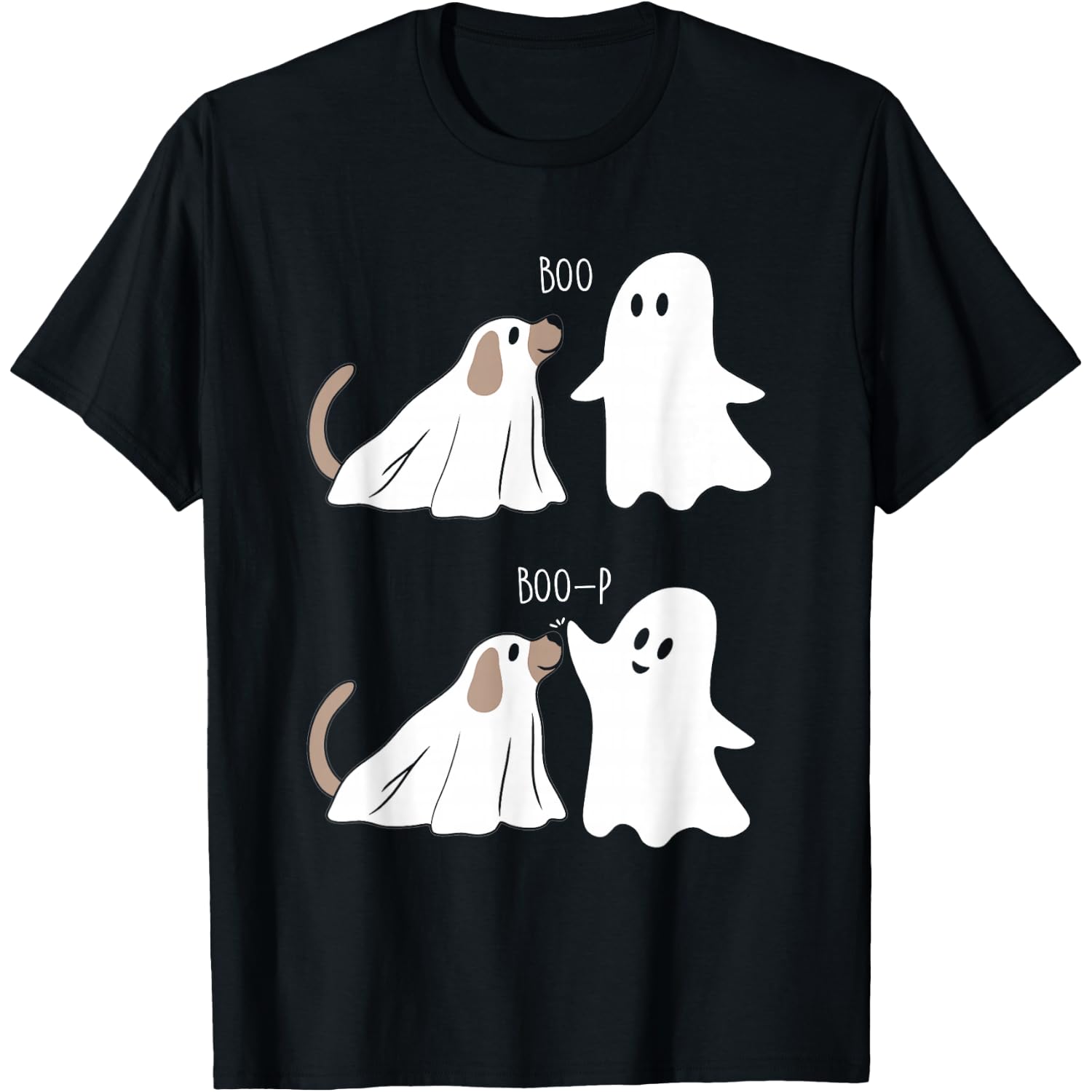 Boo Boop Dog And Ghost Funny Halloween Spooky Dog T-Shirt