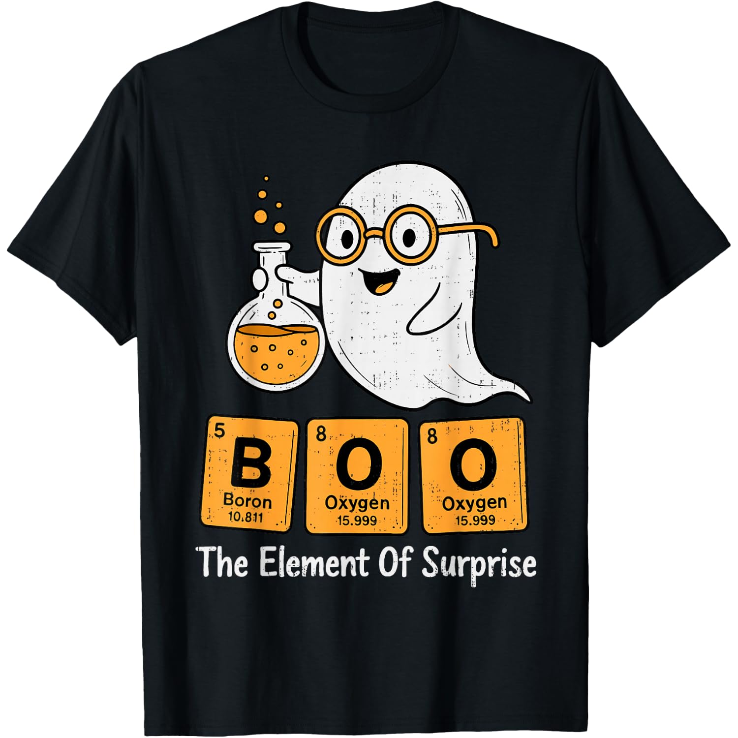 Boo Ghost Chemistry Pun Science Periodic Table Halloween T-Shirt