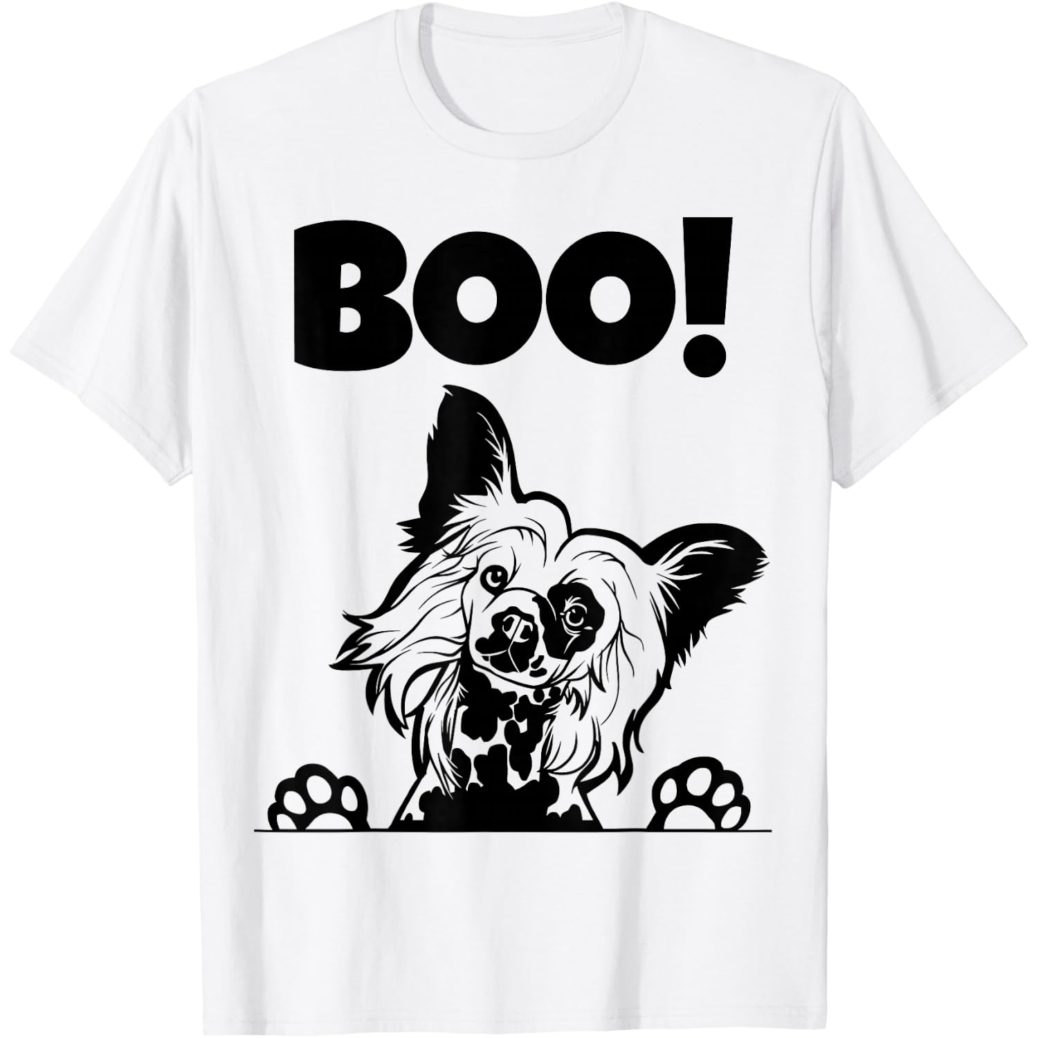 Boo! | Hiding Hairless Puppy Dog Halloween Chinese Crested T-Shirt