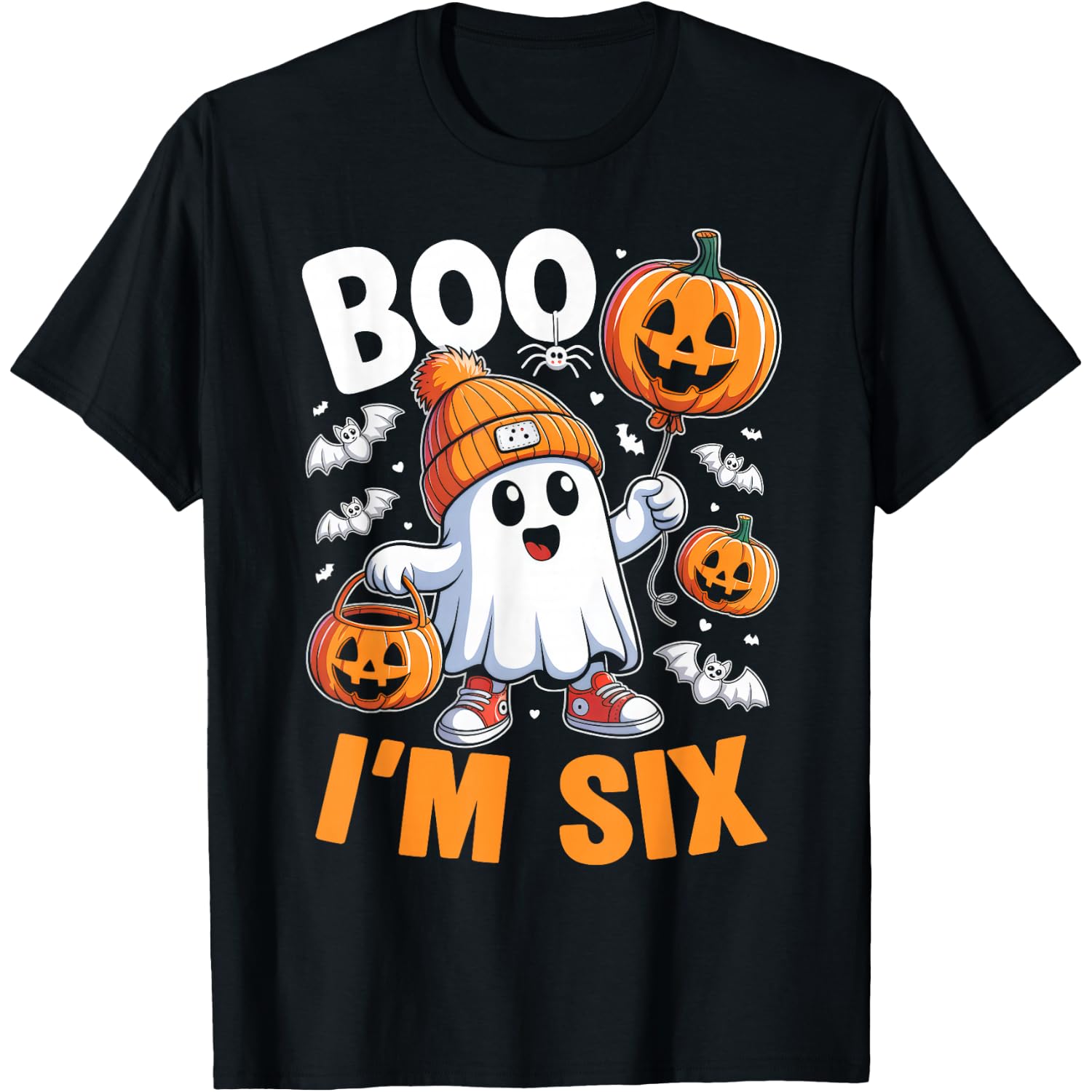 Boo I'm Six Ghost 6th Birthday Halloween Boy Kids Groovy T-Shirt